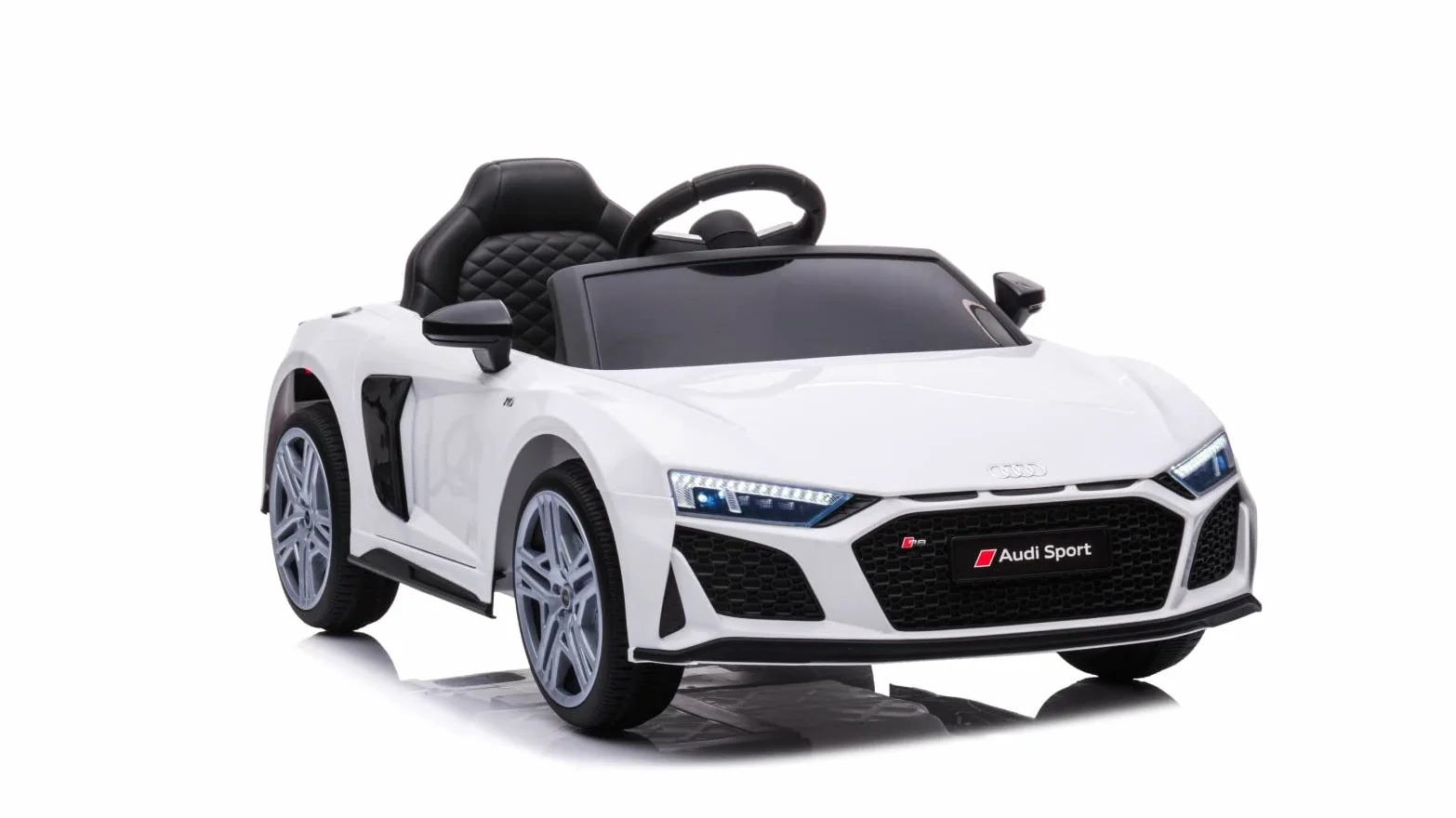 TOYSCAR Auto Macchina Elettrica 12V New Audi R8 Spyder per Bambini LED MP3 con Telecomando Sedile in Pelle Bianca