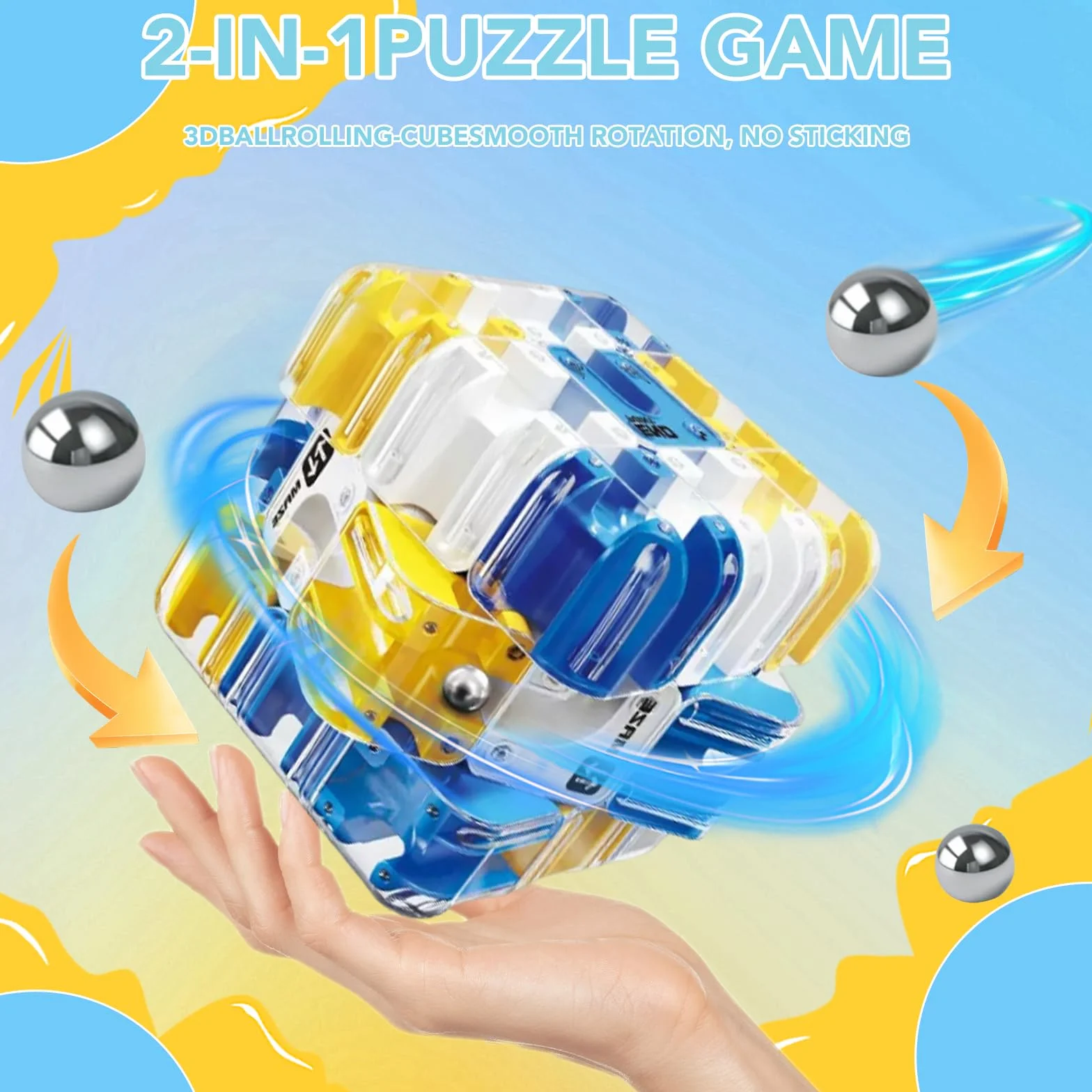 Grande Cubo Labirinto 3D,Labyrinth 3d Puzzle Maze Cube,Giocattolo Labirinto di Biglie 3D,Giocattolo Per Allenare La Consapevolezza Spaziale,Brain Training Logic Game (blu)