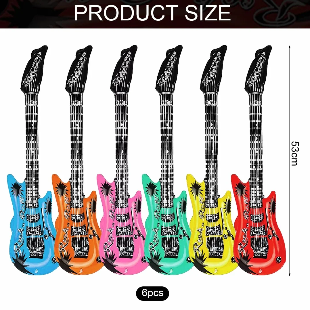 Chitarra Gonfiabile 53cm 6 Pezzi Strumenti Musicali Gonfiabili per Carnevale Compleanno