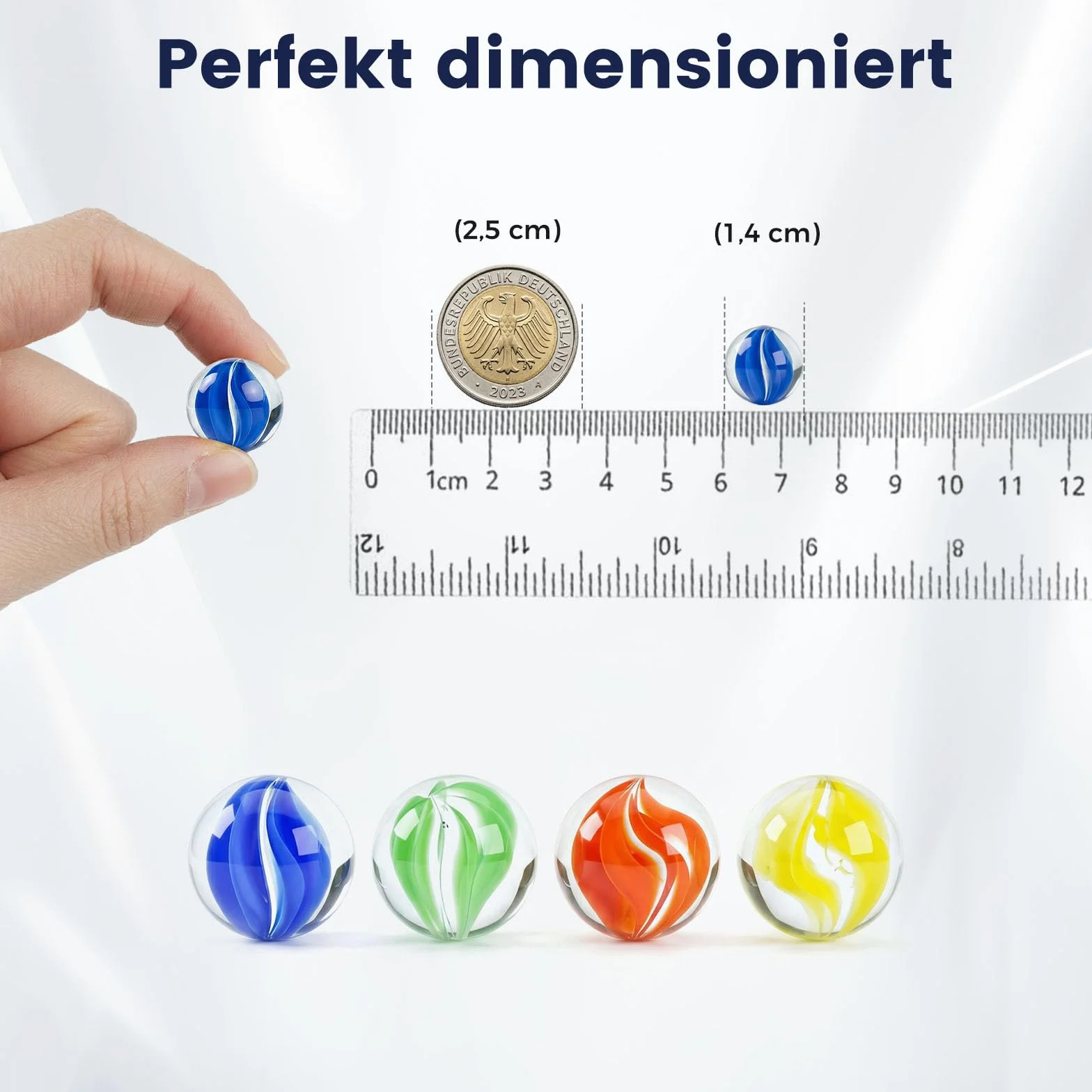 HAKACC 105 biglie di vetro 14 mm colorate per giochi e decorazioni