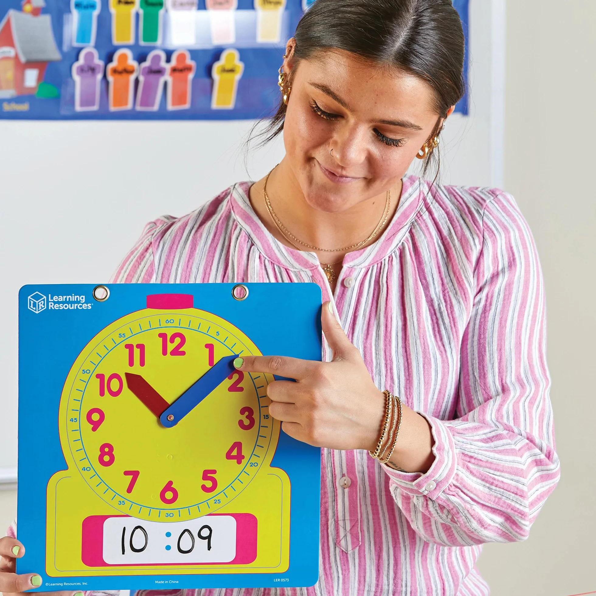 Learning Resources Orologio Dimostrativo Cancellabile, età 5+, Orologio Analogico e Digitale, Apprendimento Interattivo del Tempo, con Lancette Riposizionabili, Set da 2