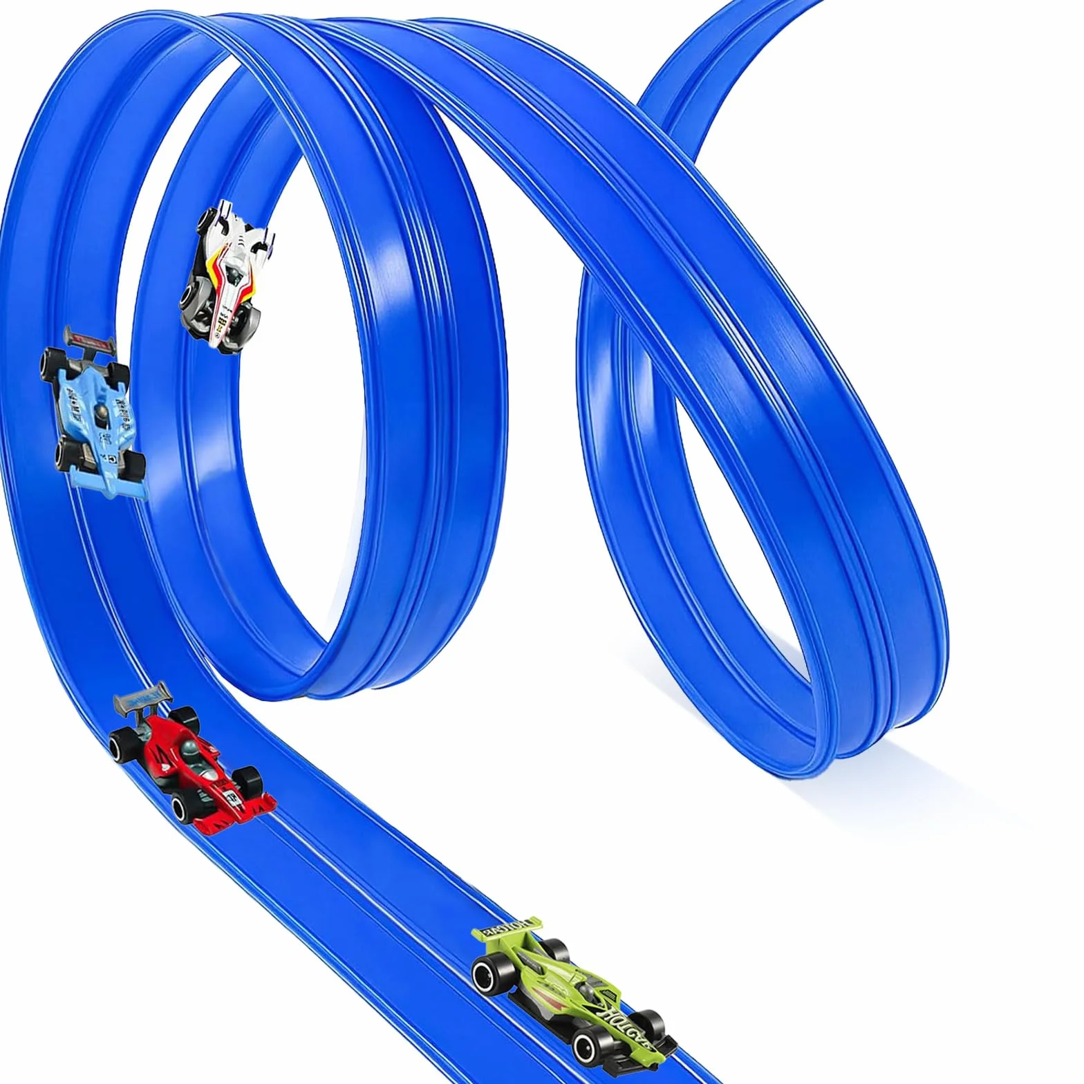Pista Macchinine Flessibile 5 Metri, Pista Cars con 4, Piste Macchinine per Bambini Giocattolo Regalo per Bambini a Partire dai 3 anni in su