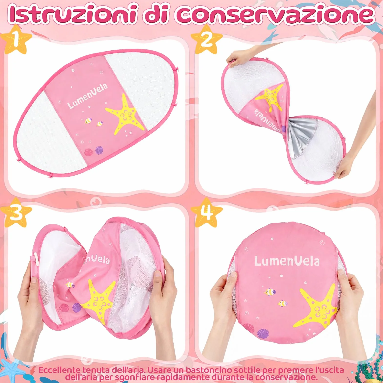 IEEILULU Salvagente Neonato, Ciambella Neonato Mare con Parasole Olare Rimovibile UPF50+, Salvagente Bambino con Adesivo di Riparazione per Piscina, Spiaggia, Vacanze da 6 a 36 Mesi
