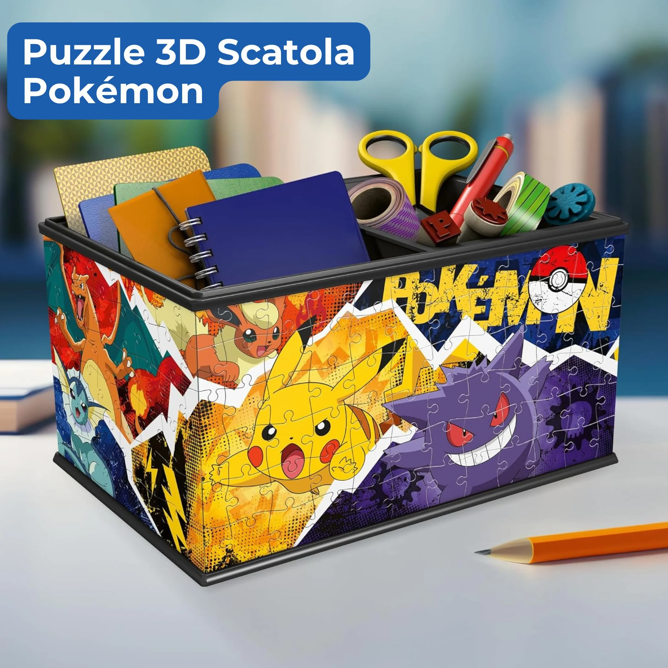 Ravensburger - Puzzle 3d Pokemon Storage Box | Puzzle 3d Bambini A Partire Dagli 8 Anni | Modellismo Da Costruire Bambini Di 216 Pezzi | Regalo Bambino 8 Anni E Più
