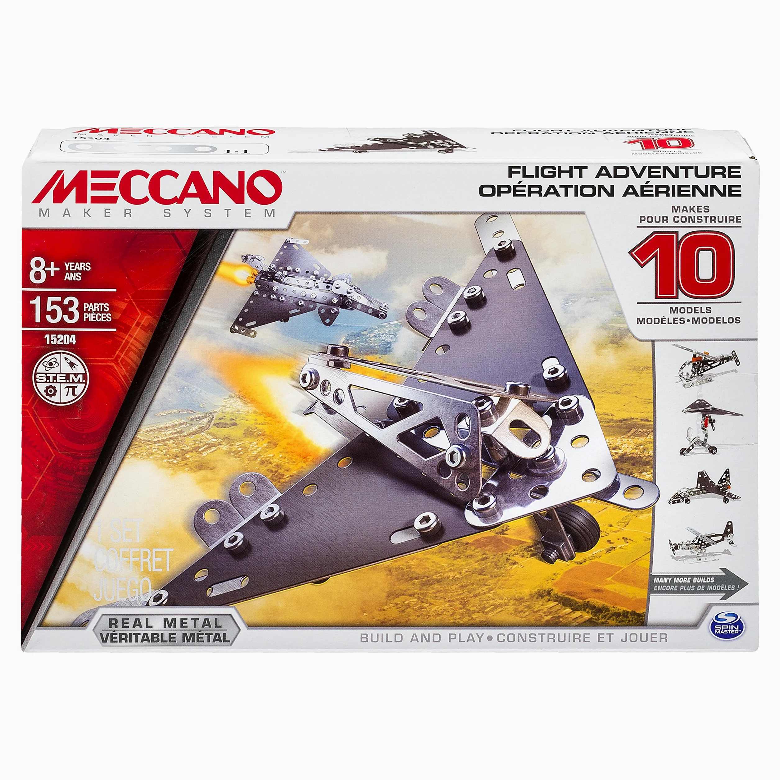 MECCANO 6023643 - Confezione per Costruire 10 Modelli di Elicotteri, Pezzi in Metallo