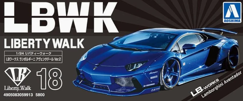 Aoshima LB Works - Modellino Lamborghini Aventador (Ver. 2) in scala 1:24