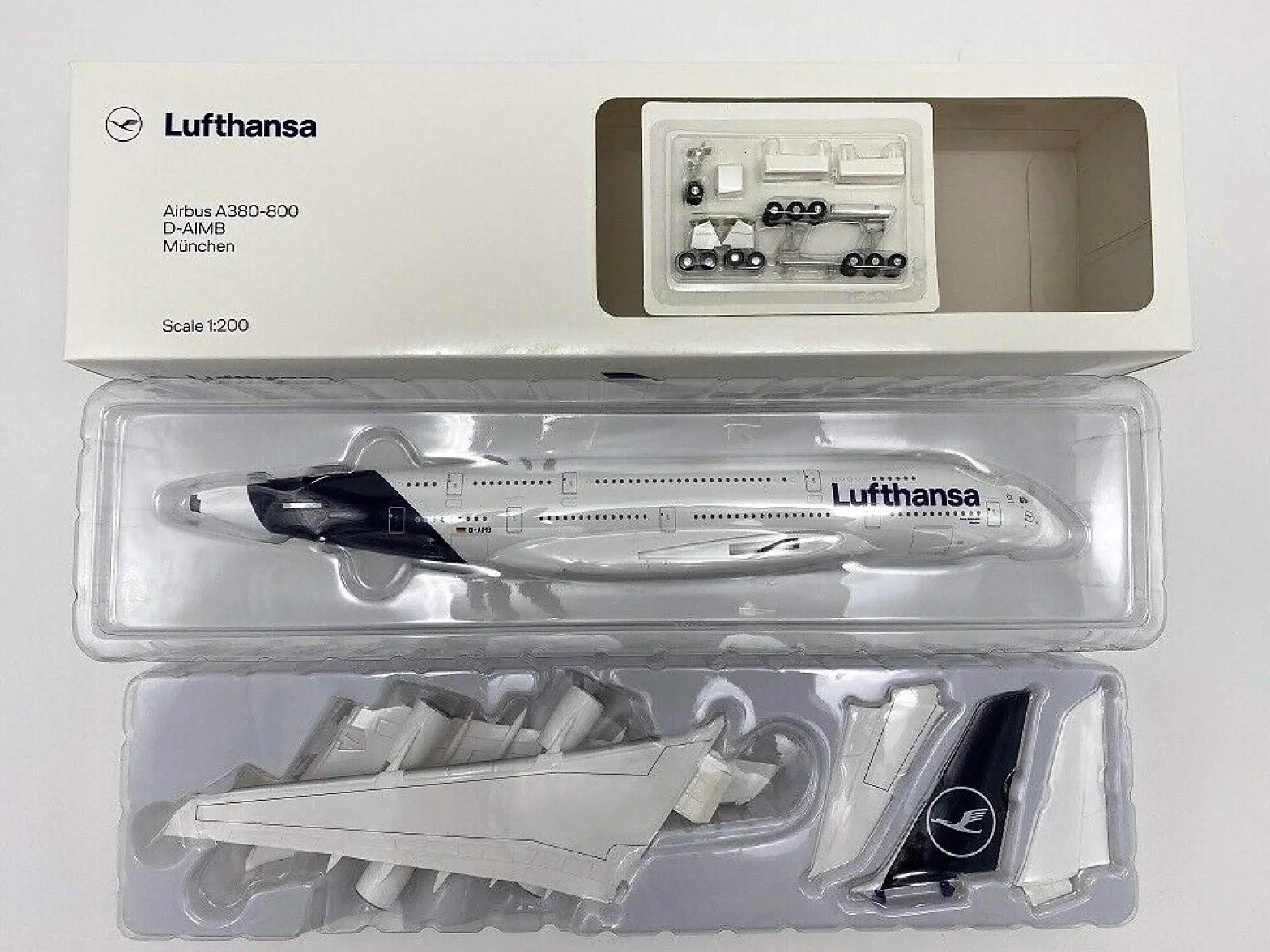 Modellino Lufthansa Airbus A380-800, scala 1:200, verniciatura Lufthansa