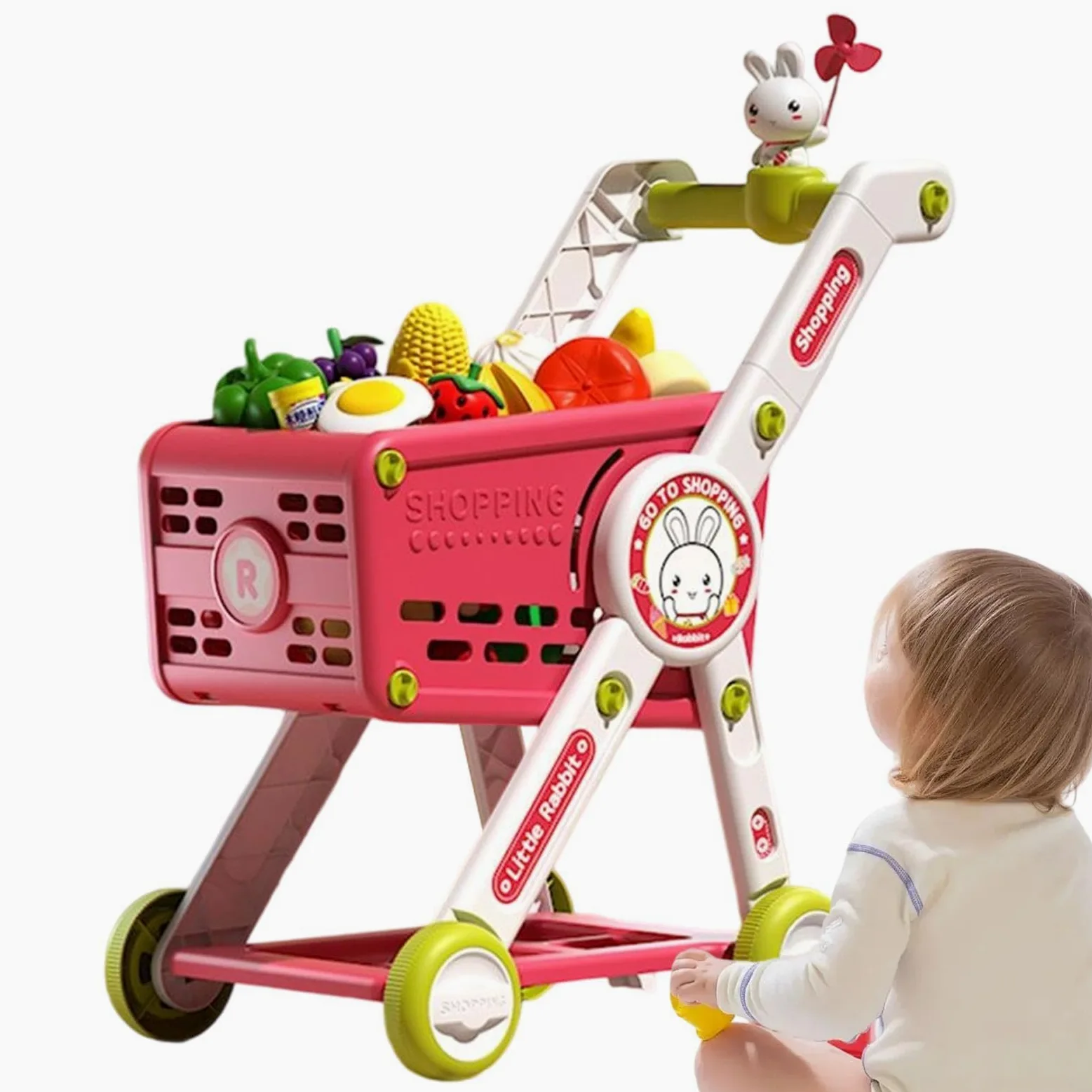 Carrello Spesa Bambini Cucina Finti Educativi Interattivi | Set Carrello Spesa Finti Trolley Per Bambini, Età Prescolare, Asilo, Vacanze E Compleanni