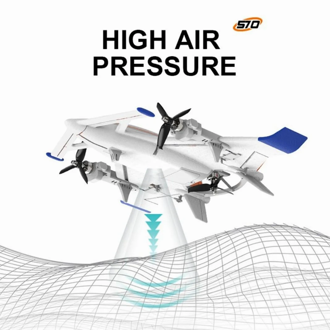 NULA Aereo radiocomandato a 8 canali con motori brushless, 2,4 GHz, EPP-VTOL, modello di aereo per avvio verticale, volo fluttuante e volo in avanti, giroscopio a 6 assi, RTR-arancione, 2 batterie