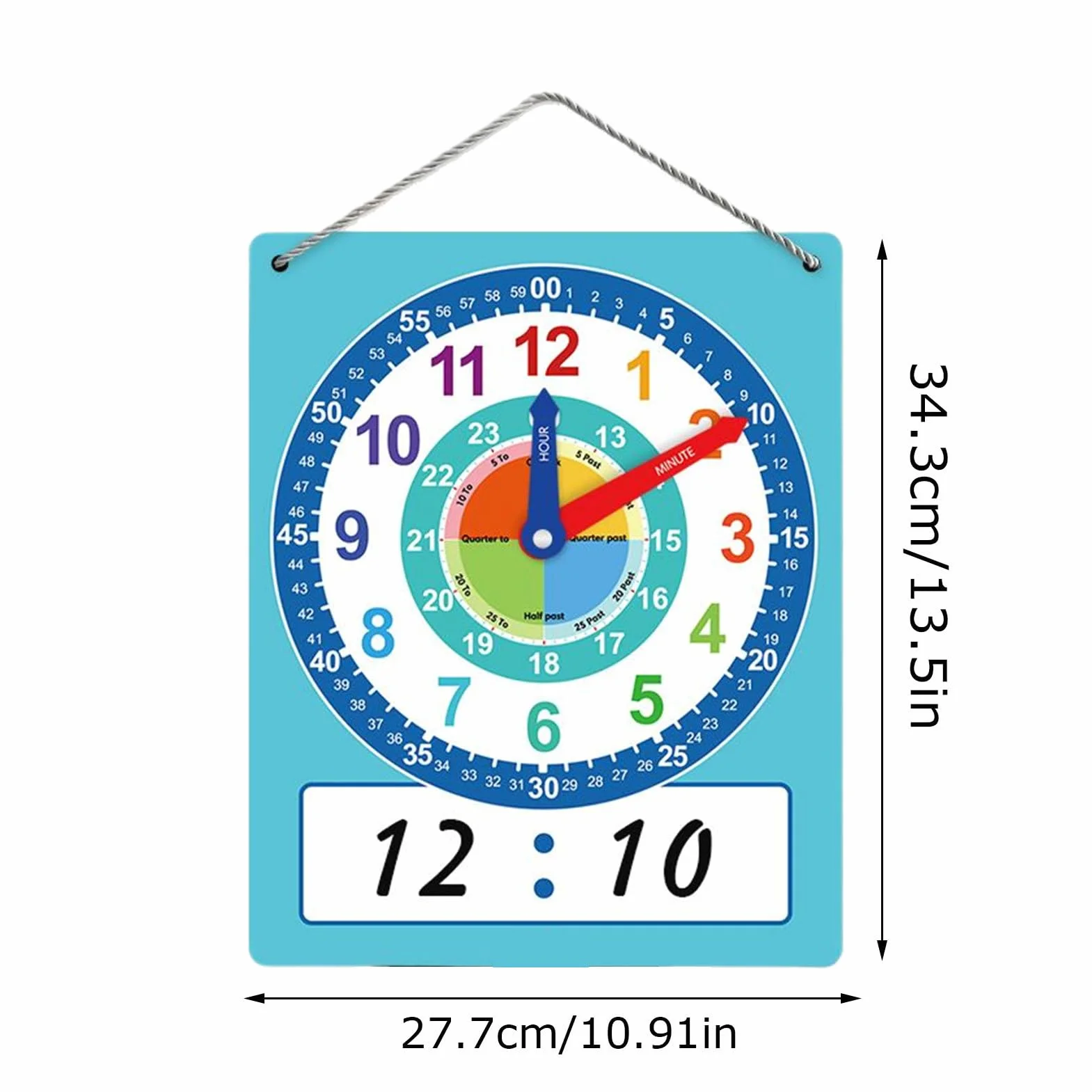 Orologio didattico - Orologio didattico, apprendimento educativo per bambini | Strumento per esercitarsi sul doppio lato con area di scrittura cancellabile a secco, risorsa educativa in stile p