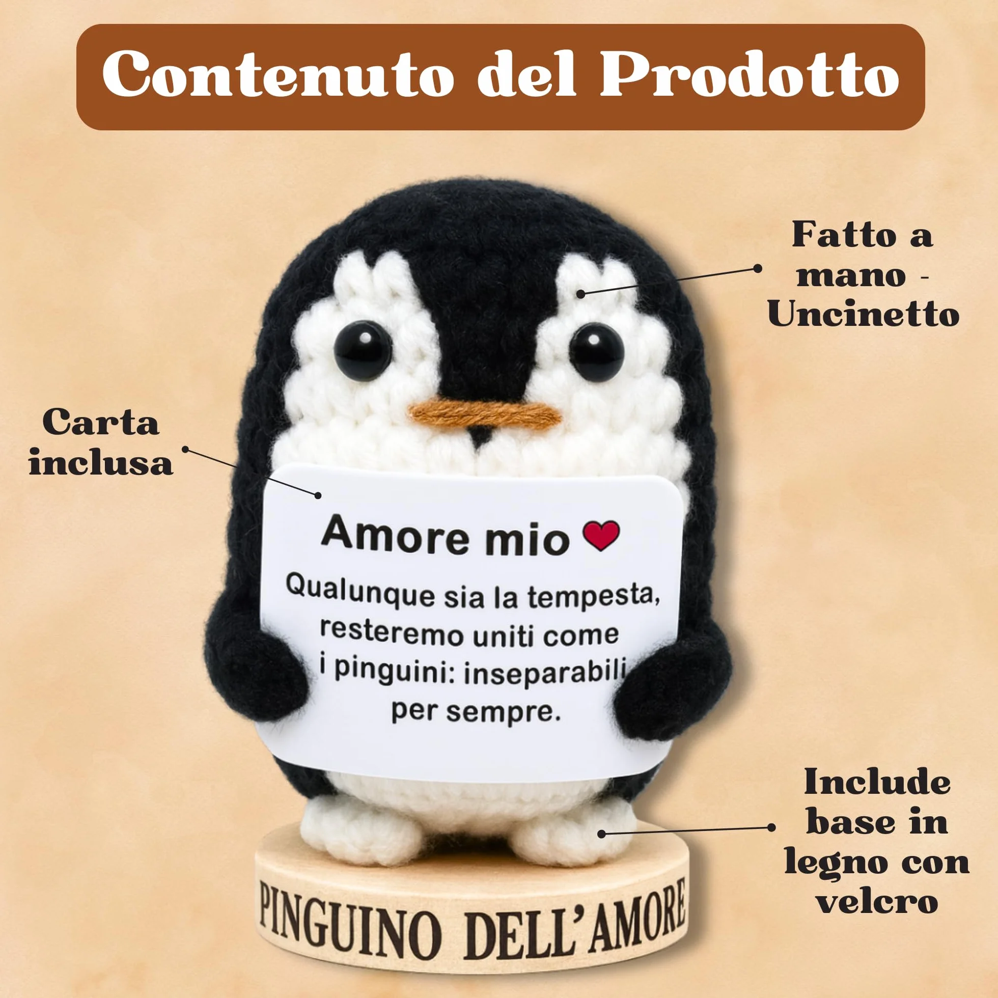 Pinguino Peluche dell’Amore – Regalo Romantico per Fidanzato o Fidanzata, Idea Regalo Anniversario, Mesiversario o Matrimonio – Regalo di Coppia San Valentino “Amore Mio” (Pinguino dell’Amore)