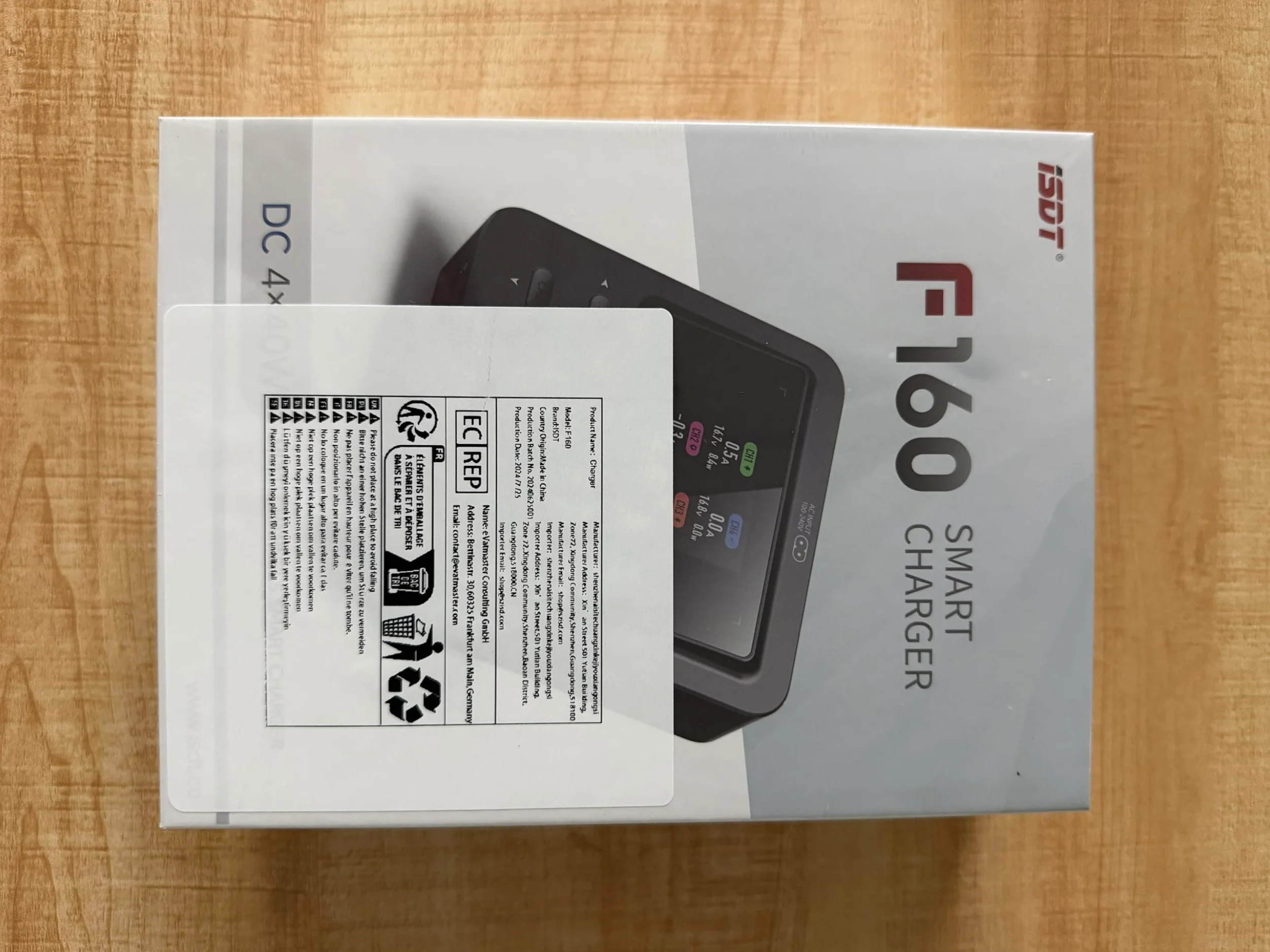 ISDT GaN F160 - Caricabatterie LiPo a 4 canali, 40 W AC 5 W x4, caricatore/scaricatore bilanciatore per batterie RC LiPo, LiHv, agli ioni di litio, NiMH e al piombo