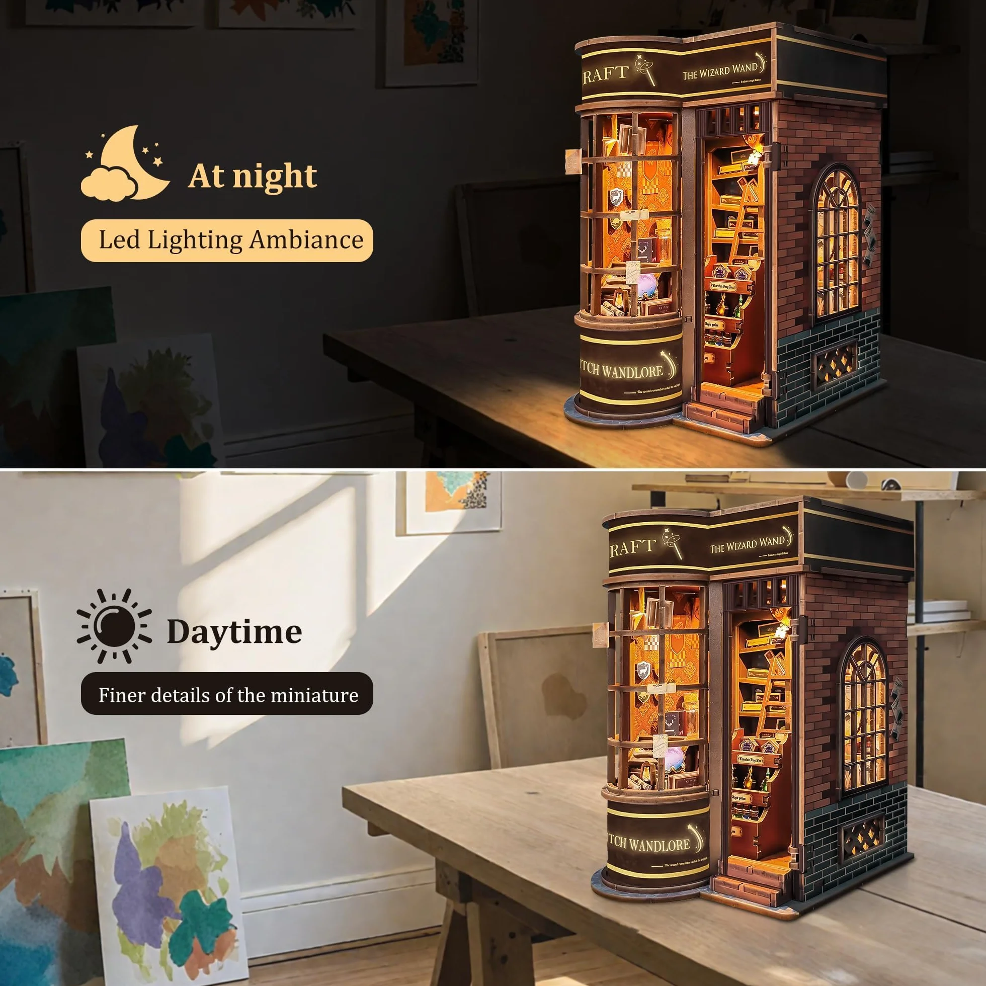 Kit Book Nook DIY per Adulti: LUMYCE Casa in Miniatura con Luci LED da Montare, Modellismo 3D Creativo per Decorare Librerie - Regalo Originale per Appassionati di Fai da Te
