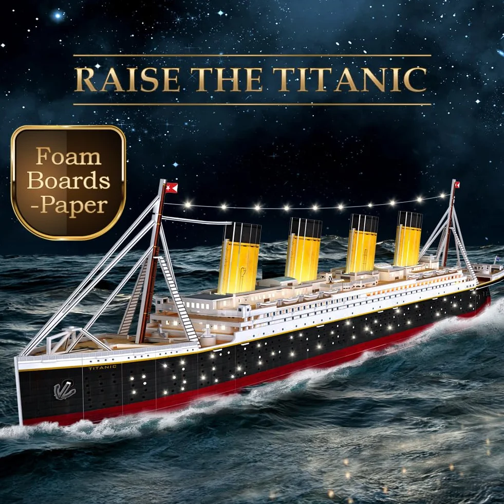 CubicFun Puzzle 3D LED Titanic - Regali di San Valentino Grande Nave Modello Kit di Costruzione Giocattoli per Adulti e Adolescenti,266 Pezzi