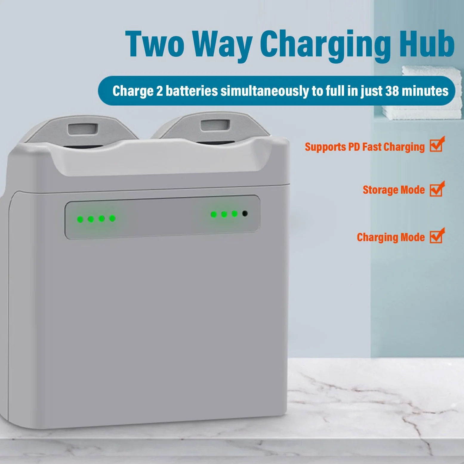 Cryfokt Drone Battery Charging Hub 45W Quick Charge Solution | Capacità di ricarica rapida, Adatto al drone NEO, Fattore di forma compatto, Supporto doppia batteria, Tecnologia di