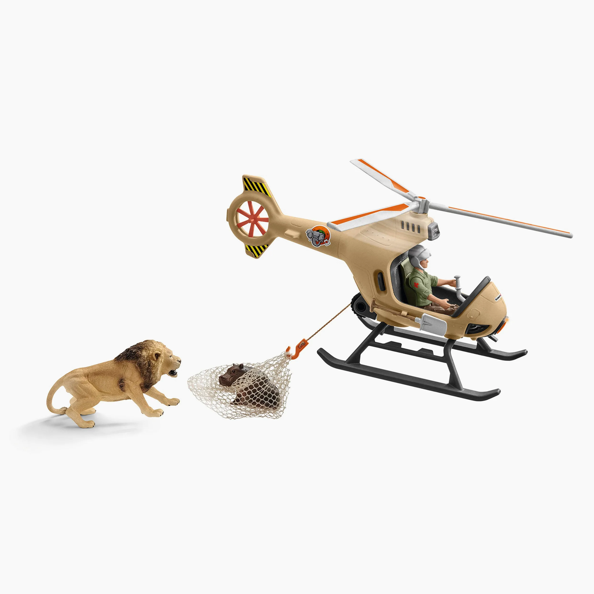 Schleich WILD LIFE | Elicottero per il salvataggio degli animali 42476 | Set da gioco dai 3 anni | set con personaggi, numerose funzioni e tanti accessori | figure realistiche di animali