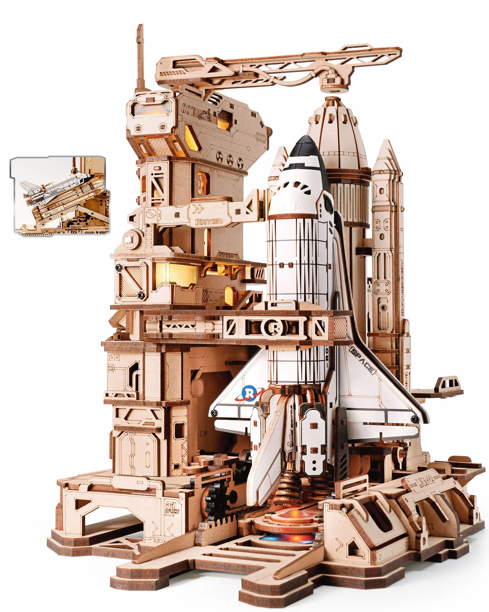ROKR Puzzle 3D Legno lo Space Shuttle, Modellismo da Costruire Adulti Razzo Regali di compleanno per Bambini e Adulti, Space Shuttle, LKA02