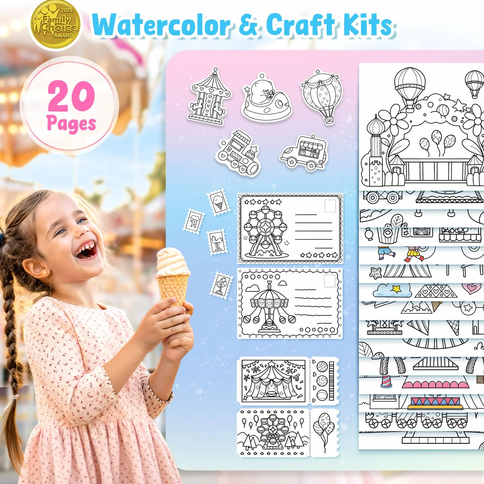 JoyCat album da colorare per bambini set di pittura ad acquerello 3-5 4-8 anni attività disegno regalo compleanno