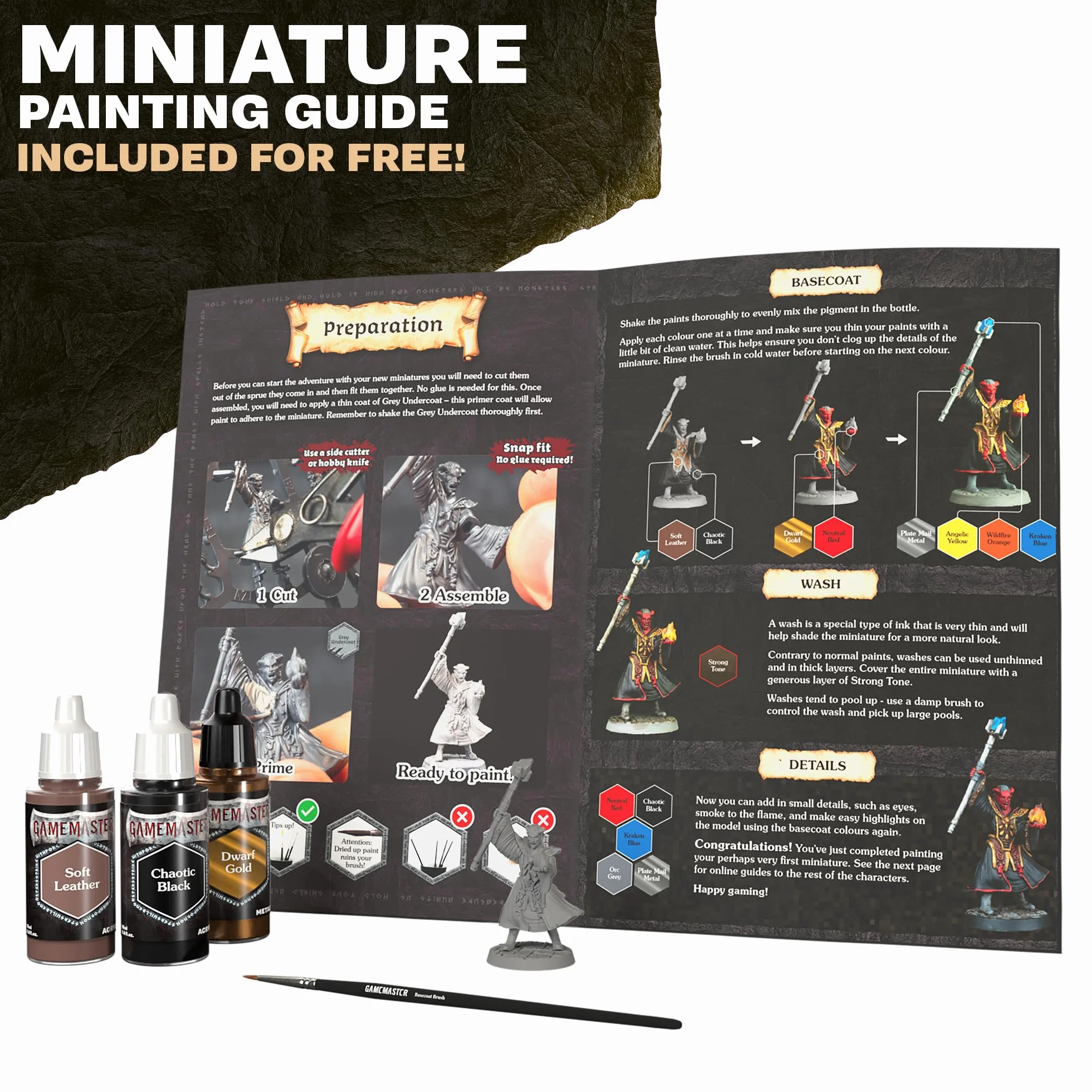 The Army Painter, GameMaster: Adventure Starter Role-playing Paint Set, 15 x 18 ml Warpaints Fanatic, incl. primer, 5 miniatures & 1 pennello – per D&D e Warhammer