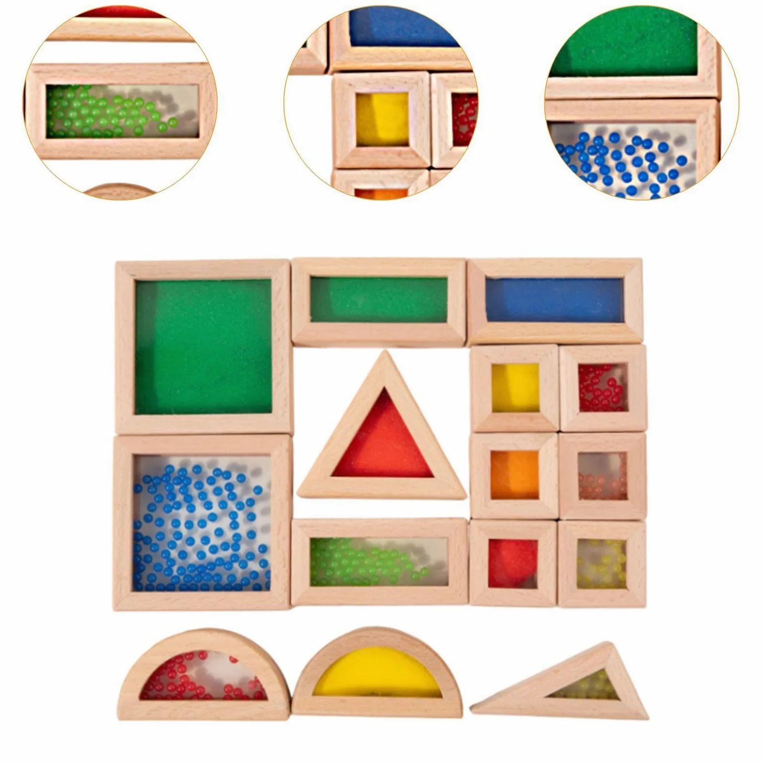 Qianly Blocchi Da Costruzione in Legno, Blocchi Geometrici, Set di Blocchi Impilabili per Lo Sviluppo Della Motricità Fine, Giocattoli Da Costruzione, 15 Pezzi, Taglia unica bambino