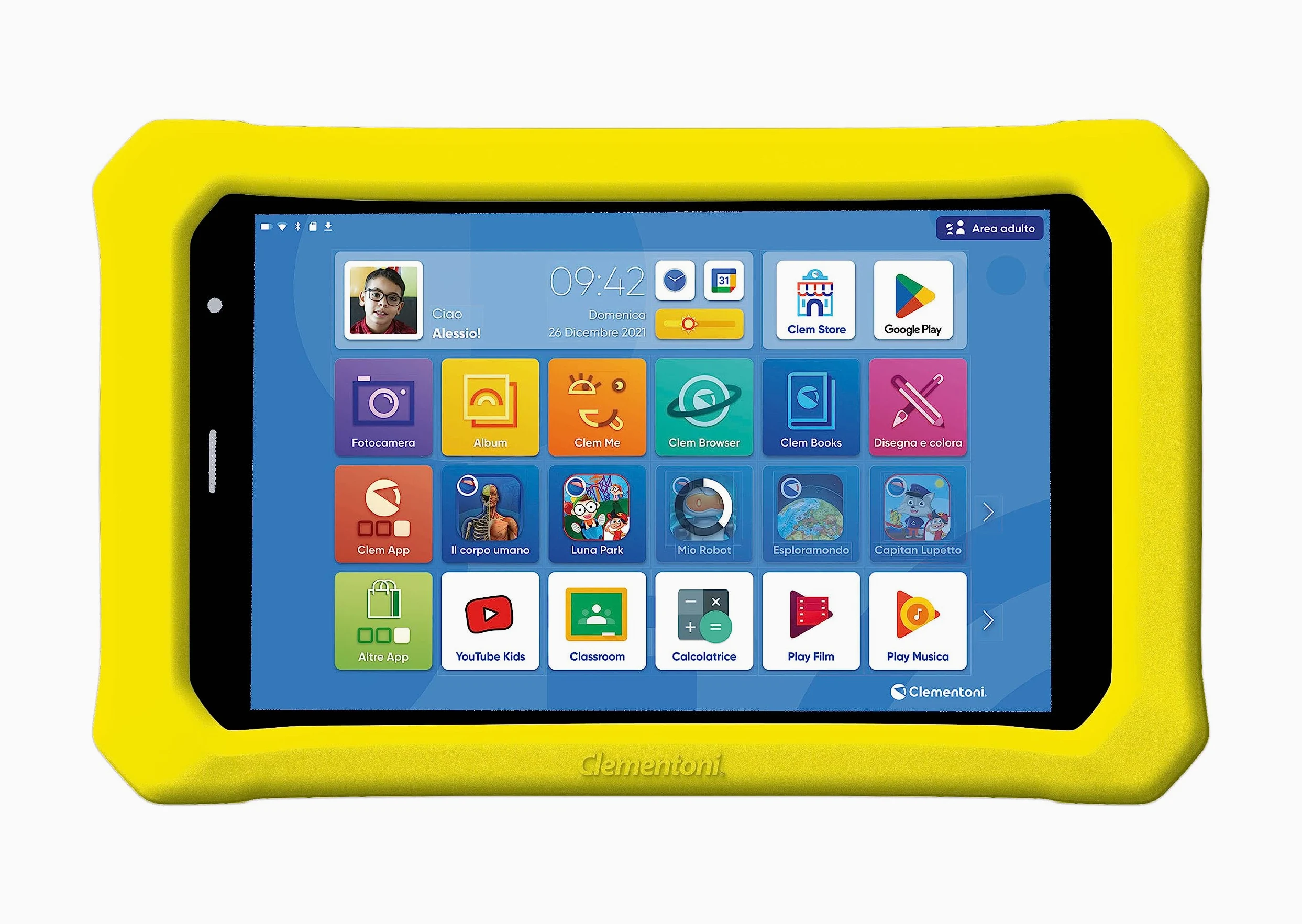 Clementoni - Clempad 8 Pollici PRO, Tablet Educativo Bambini 6-12 Anni, Screen HD, Memoria 16GB, RAM 2G, WiFi, Android 11, 2 Fotocamere, Google Play e Sistema Parental Control, Lingua Italiana, 16796
