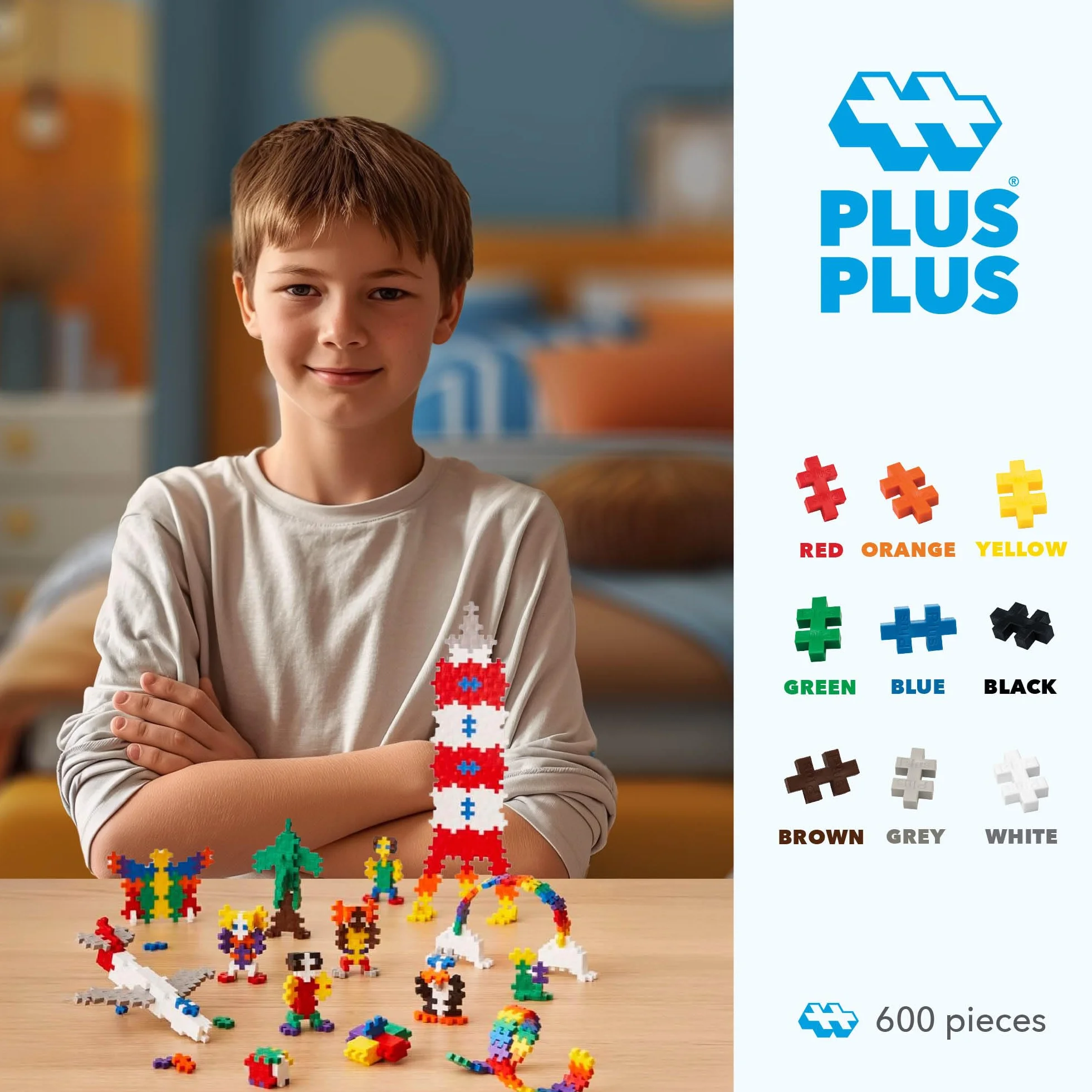 Plus-Plus PP32571 - Plus-Plus Mini Basic 600, Modelli/Colori Assortiti, 1 Pezzo