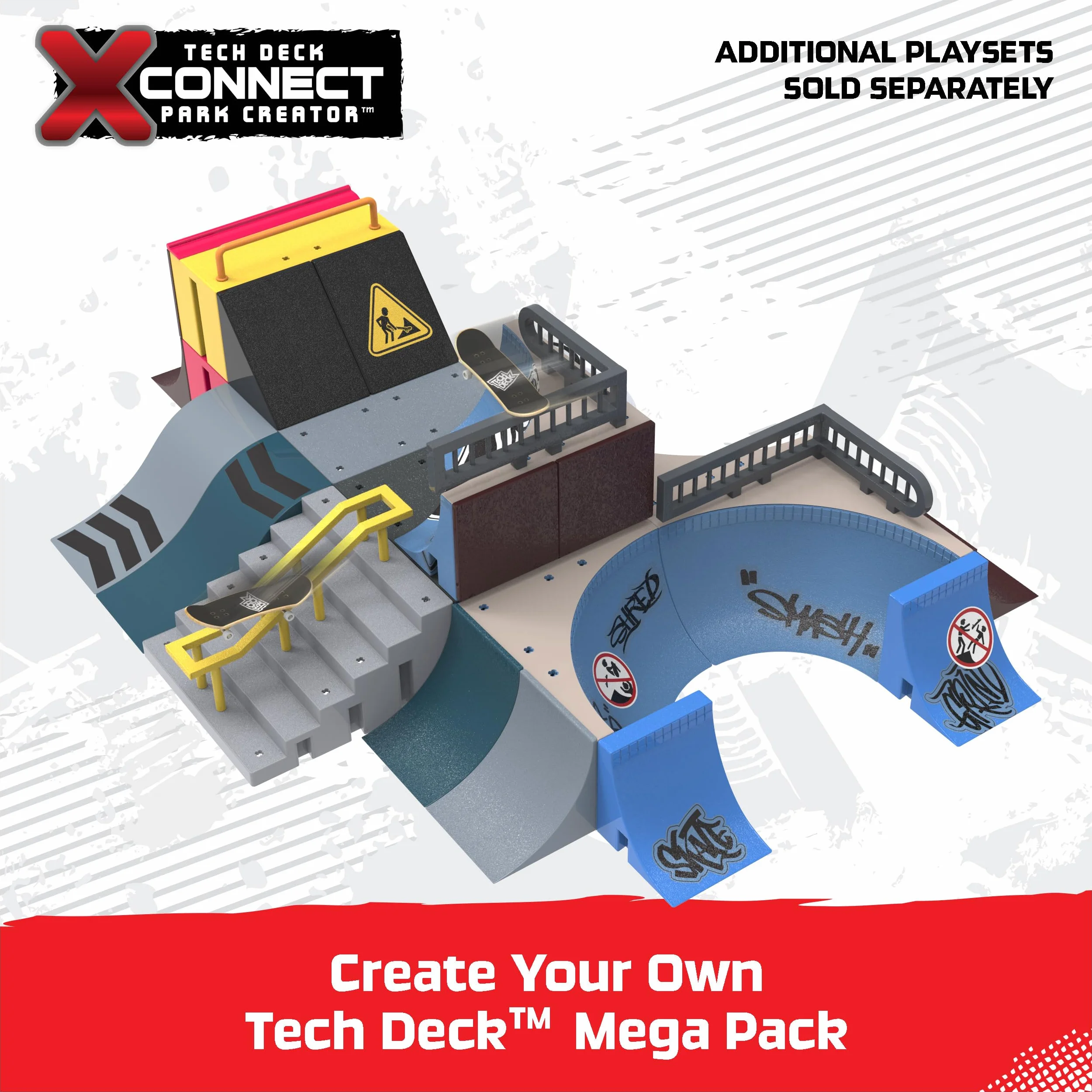 Tech Deck, Nyjah Rail Shredder Skatepark, X-Connect Park Creator, Set di Rampe Personalizzabile con Fingerboard Speciale, Giocattoli per Bambini da 6 Anni in su