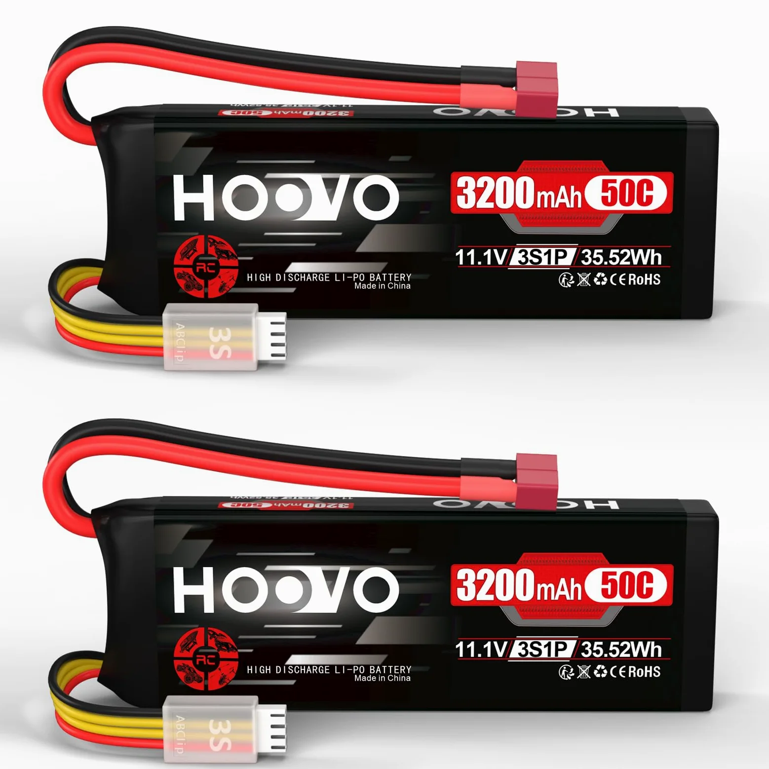 HOOVO Batteria Lipo 3S 11,1 V 3200 mAh 50C Custodia Morbida Batteria Lipo con Spina Deans Batteria RC per Auto RC Elicotteri RC Aerei Quadcopter Modelli RC (2 Pezzi)