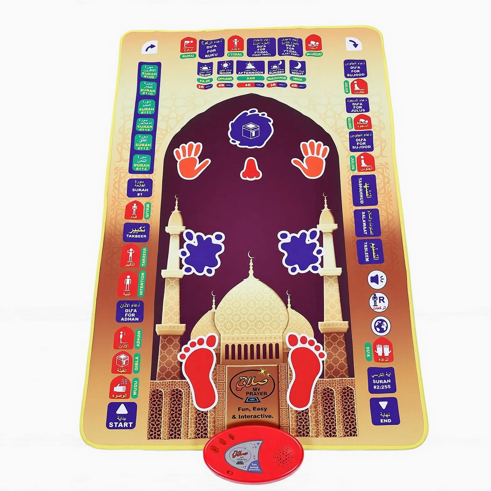 Tappetino Educativo Elettronico per Bambini con Strumento di Apprendimento con Interazione Vocale per Uso Domestico Ed Esterno In Plastica Leggera