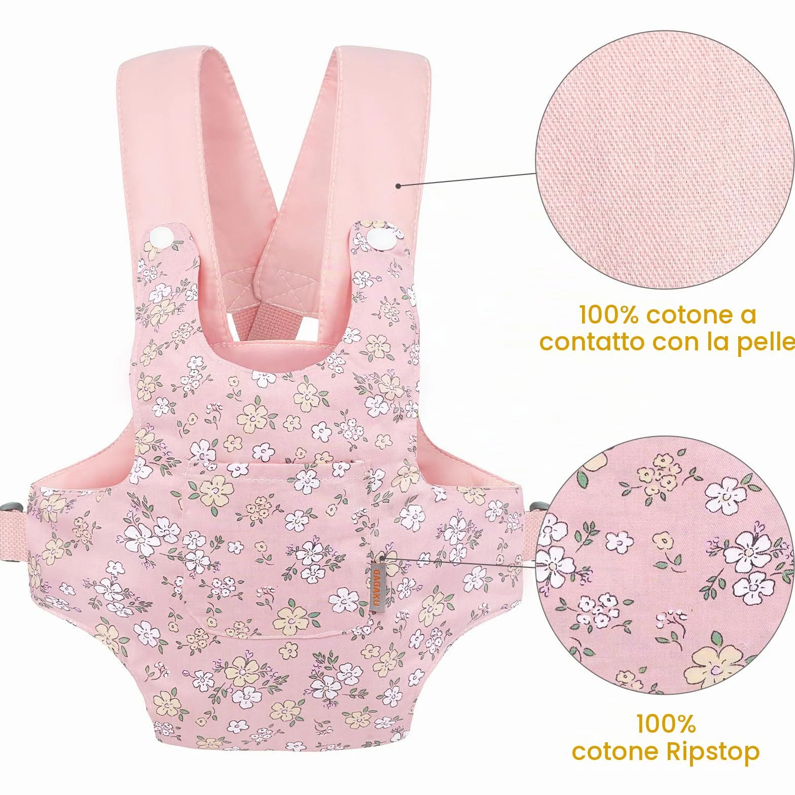 GAGAKU Marsupio per Bambole, Accessorio per Bambole, con Cinghie Regolabili, per Bambini, Rosa (Fiori a Pera)
