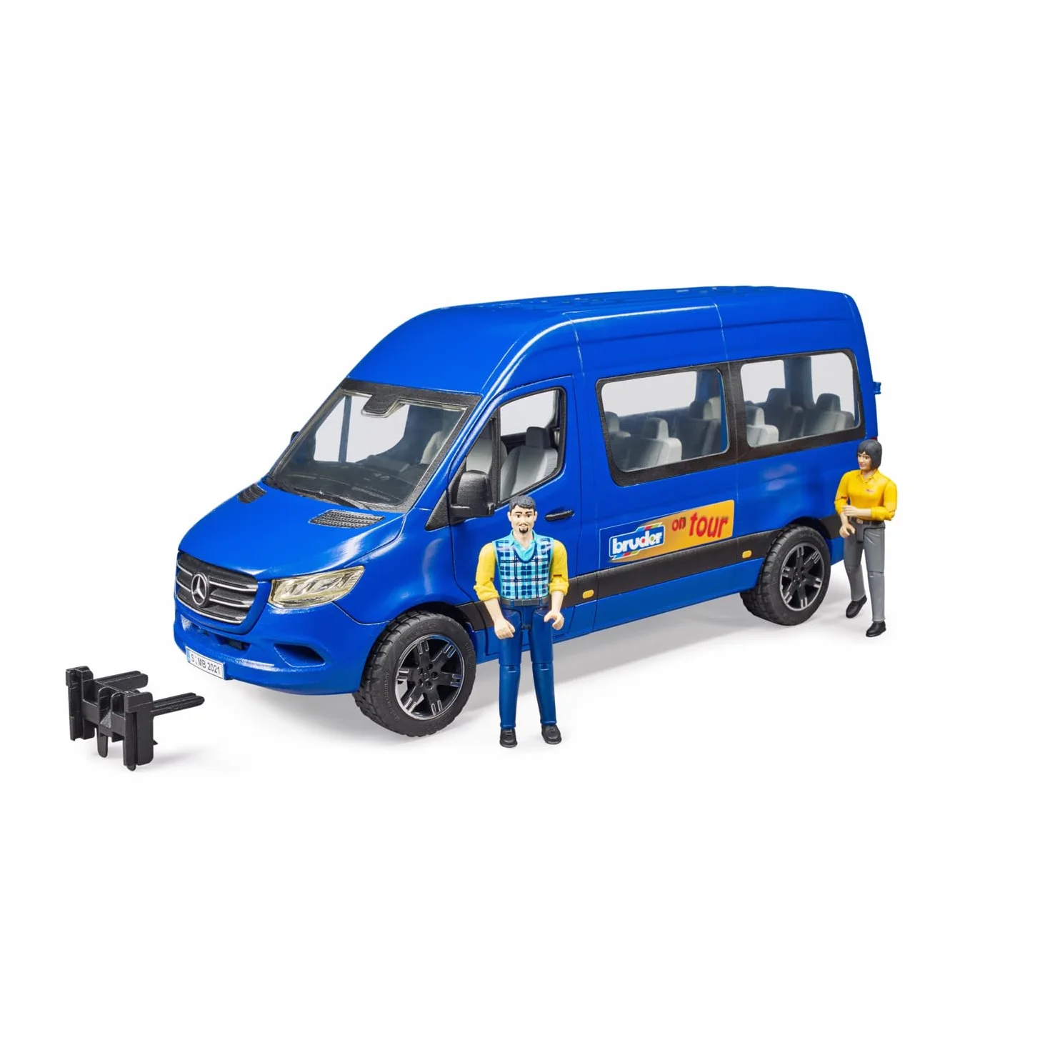 bruder 02670 - MB Sprinter Transfer con autista e passeggero, veicolo, autobus, trasportatore, figura giocattolo