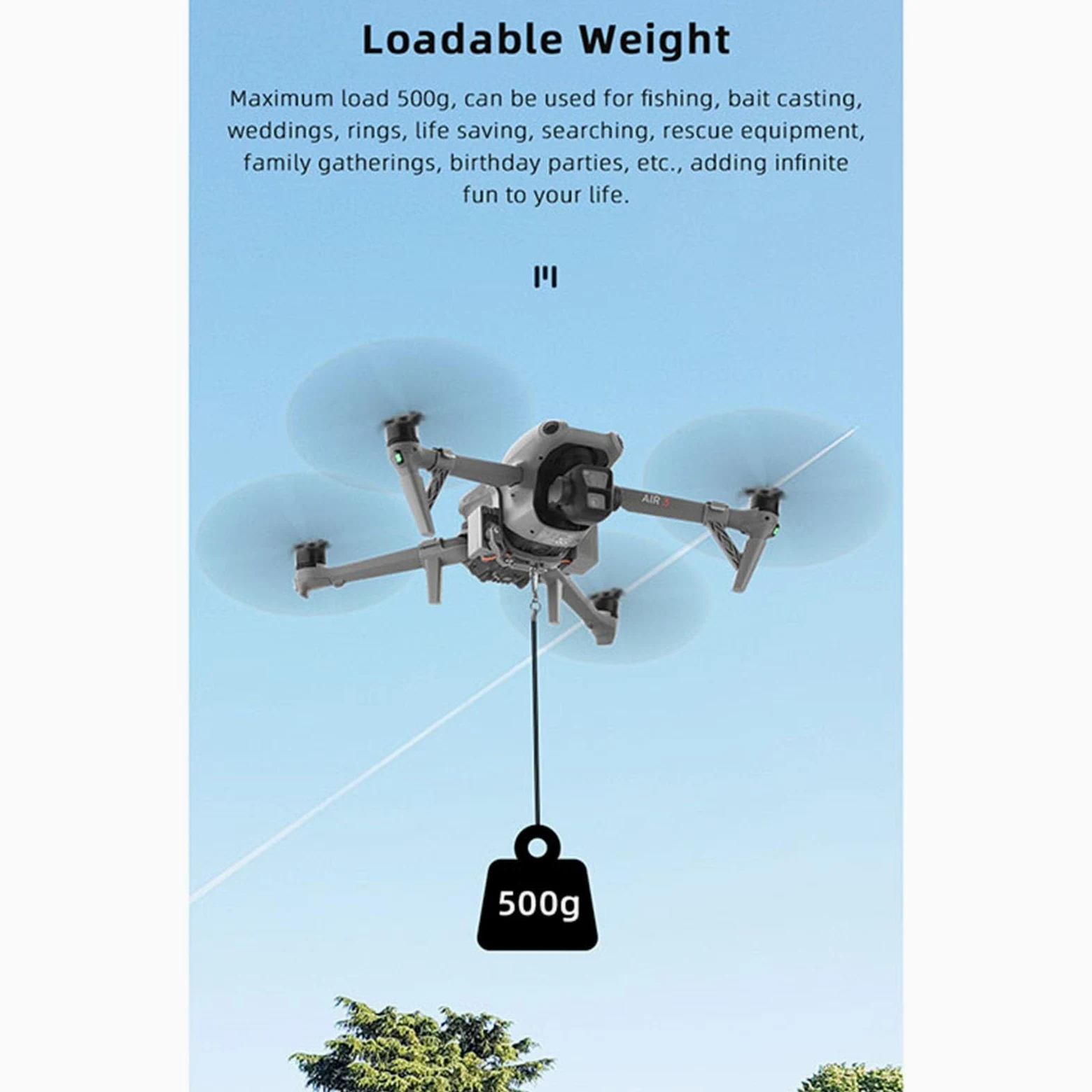 Sistema Airdrop per drone + Carrelli di atterraggio per DJI Air 3 - Lanciatore di carico utile - Trasporto - Dispositivo di sblocco - Dispositivo di caduta - Gambe estese