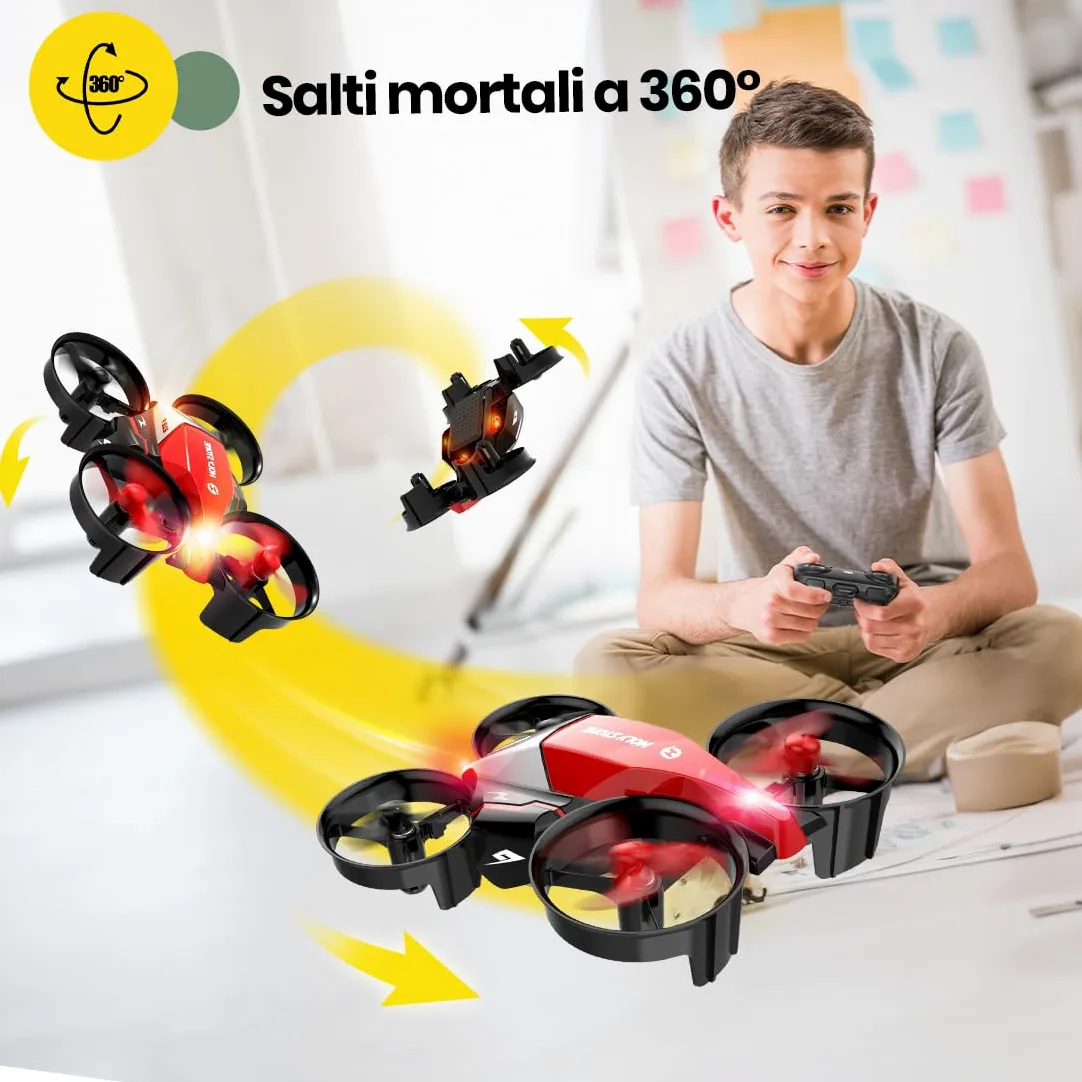 Holy Stone HS210F Mini Drone per Bambini, Drone RC 2 in 1 Terra e Aria | con Mantenimento Altitudine, Flip 3D, 3 Velocità, Protezione Eliche, Facile da Pilotare, Regalo per Bambini
