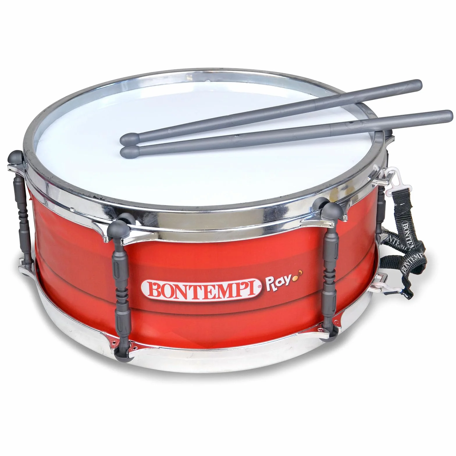 Bontempi | BeatMaster - Tamburo con Doppia Membrana, Tracolla e Bacchette di 25cm per un'Esperienza Ritmica Completa, Rosso, 34,4x31,9x15,4 cm