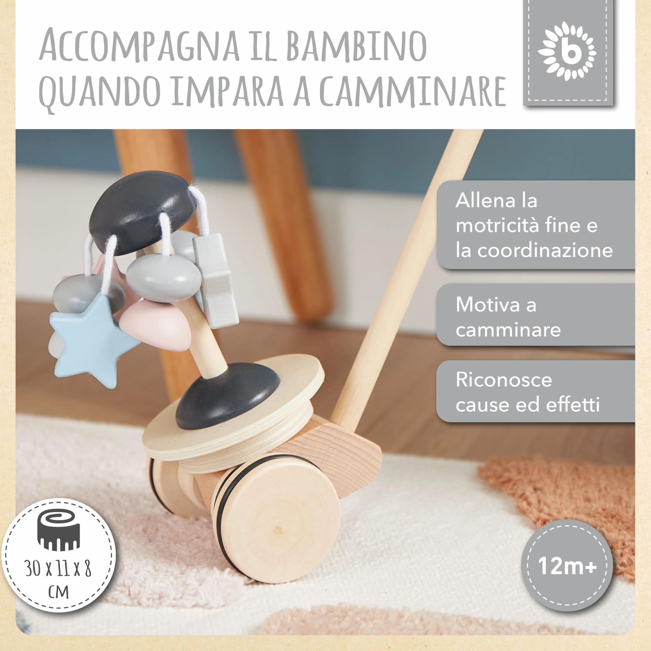 Bieco | gioco trainabile per bambini | ruota in legno | giocattoli trainabili | primi passi con ruote