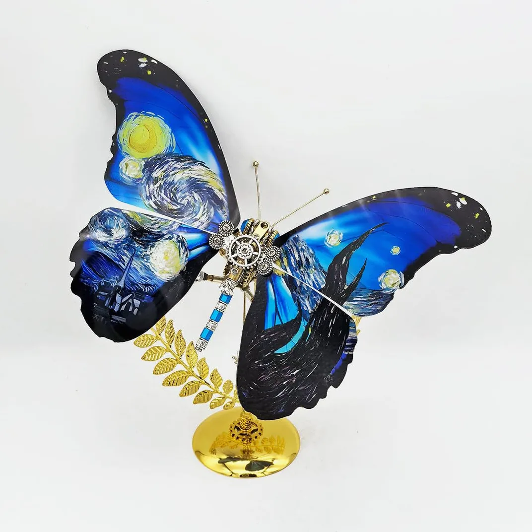 Kit modello farfalla puzzle in metallo 3D, 100 pezzi, fai da te, steampunk, meccanico, modello a farfalla con ali regolabili, decorazione artistica creativa da scrivania, regalo per adulti