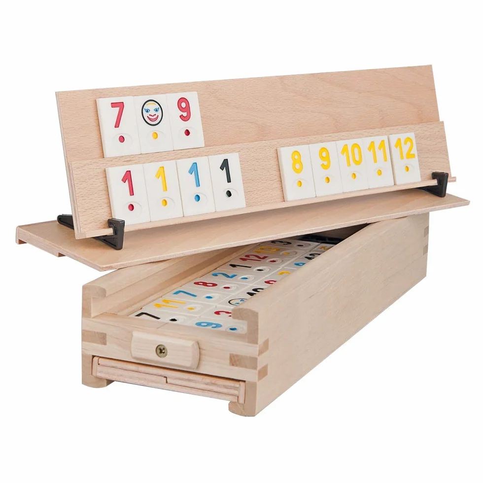 Gioco di Rummy in Legno: Un gioco da Tavolo di alta Qualità Realizzato in Legno Massiccio di Faggio