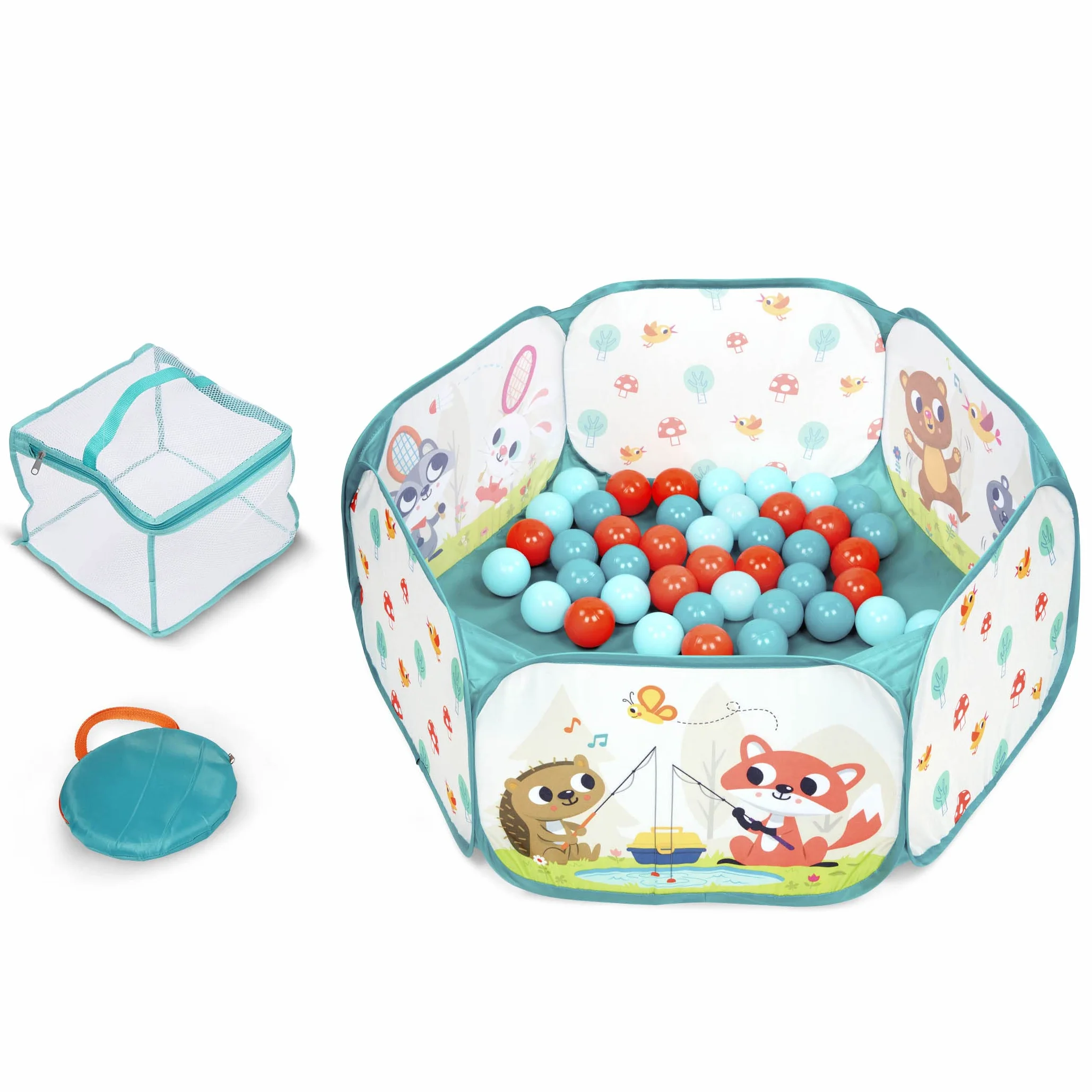B. toys - Mini Spazio Giochi - Fossa delle Palline - 42 Palline Colorate - Pieghevole e Portatile - Set di Giochi Attivi per Bambini e Ragazzi - 1 Anno +