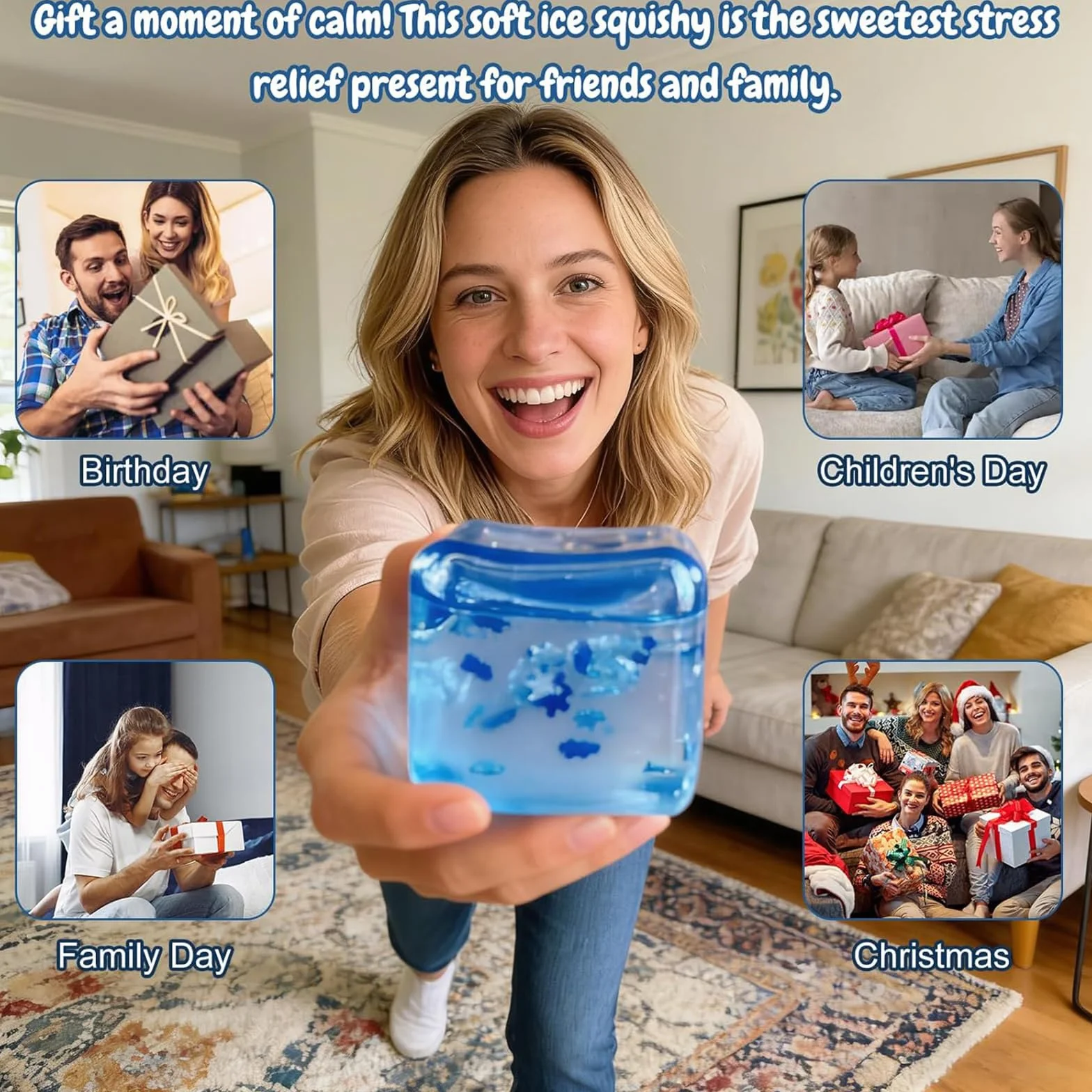 ZVD Forme Antistress a Cubo di Ghiaccio e Fiocco di Neve, Cubi Spremibili Sensoriali per Bambini e Adulti, Antistress Adulti Morbido, Perfetti per Alleviare Stress Ansia e Tensione (2PCS)