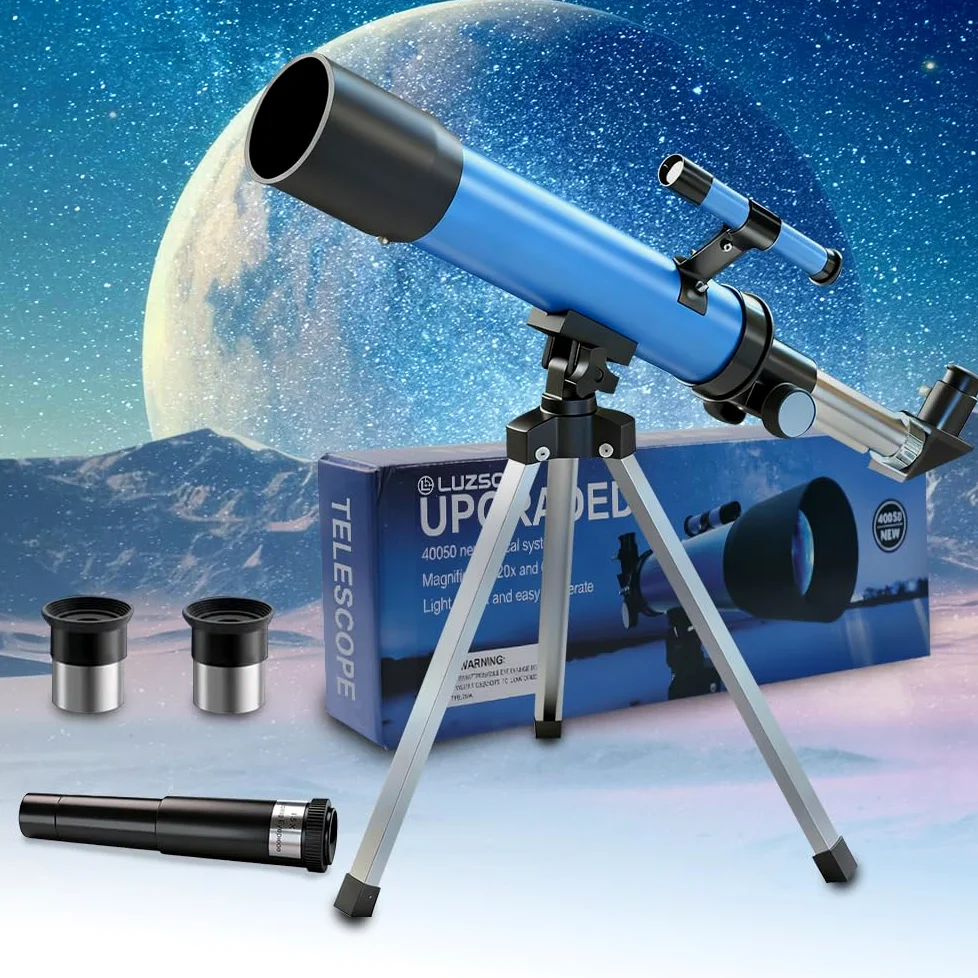 Telescopio astronomico per bambini dagli 8 ai 12 anni con treppiede, telescopio per principianti, apertura 50 mm, regalo educativo per osservare gli uccelli lunari, per ragazzi e ragazze dai 6