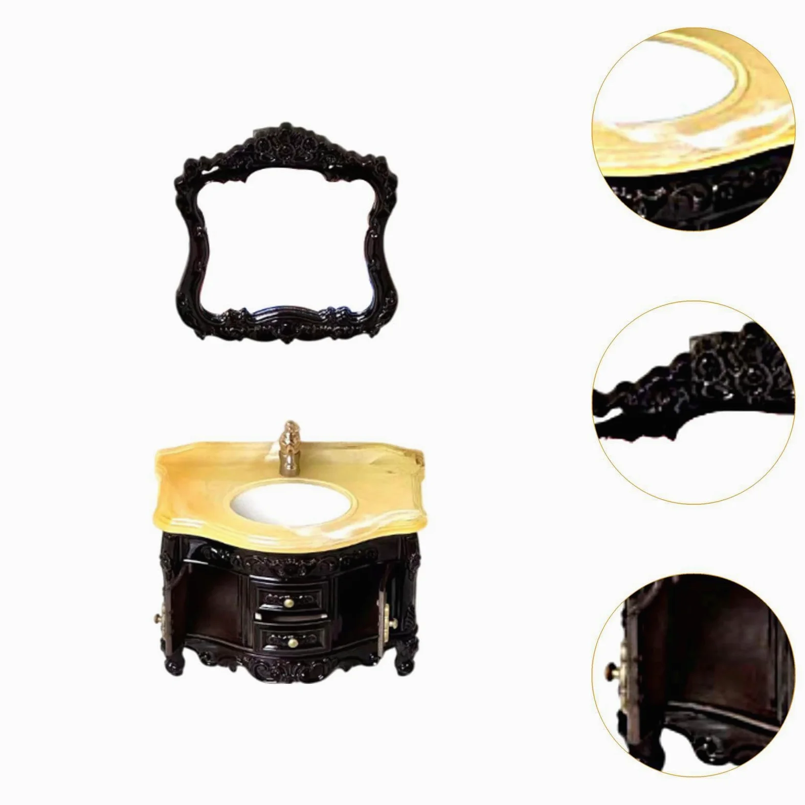 Set Lavabo E Armadio In Miniatura Casa Delle Bambole Nero | set da 2 pezzi, dettagli realistici, materiale PP resistente