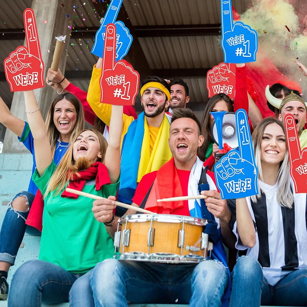 Aolso 2 Dita Giganti in Schiuma per Feste Eventi Sport Cheerleading Rosso Blu