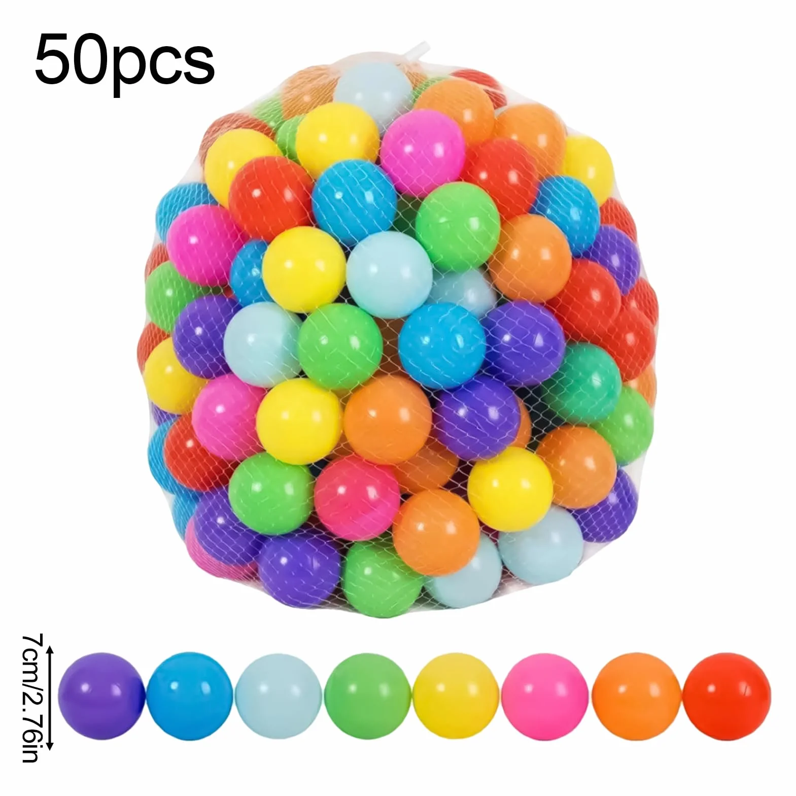 BALLEBAD - 300 g palline colorate | 50 pezzi di borse di stoccaggio per bambini ideali per le palline da gioco al coperto delle palline della sala per bambini non durevoli da 1 anno