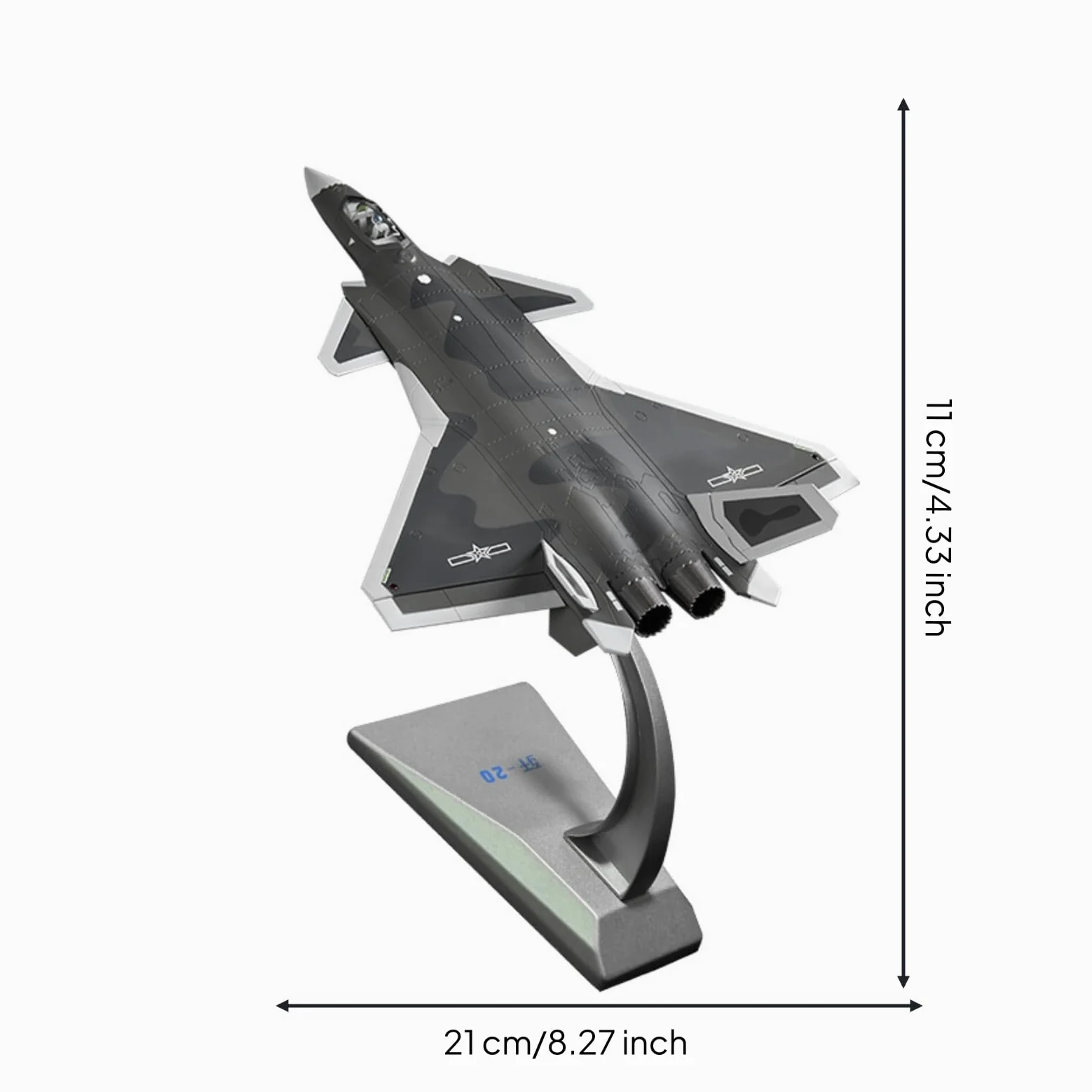Modellino di J-20 Dettagliato Aereo Giocattolo in Lega Militare Modello in 1:72 per Collezionisti, Ufficio