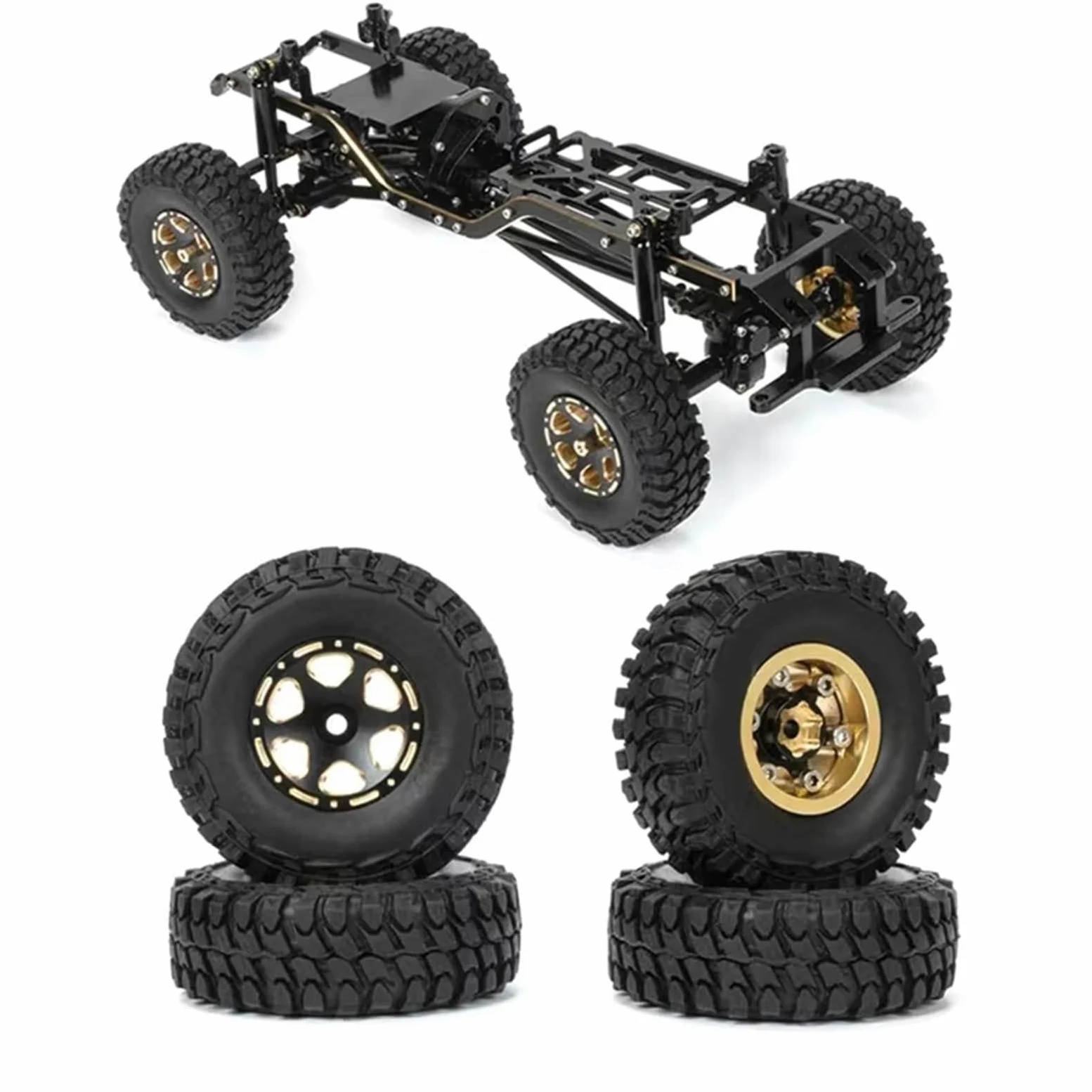 RC Car Pneumatico Ruota Compatibile con Axial per SCX24 per FMS per FCX24 per Enduro24 1/18 1/24 RC Crawler 1.0 Wheel Rim Pneumatici Tutti per Accessori per Terreni