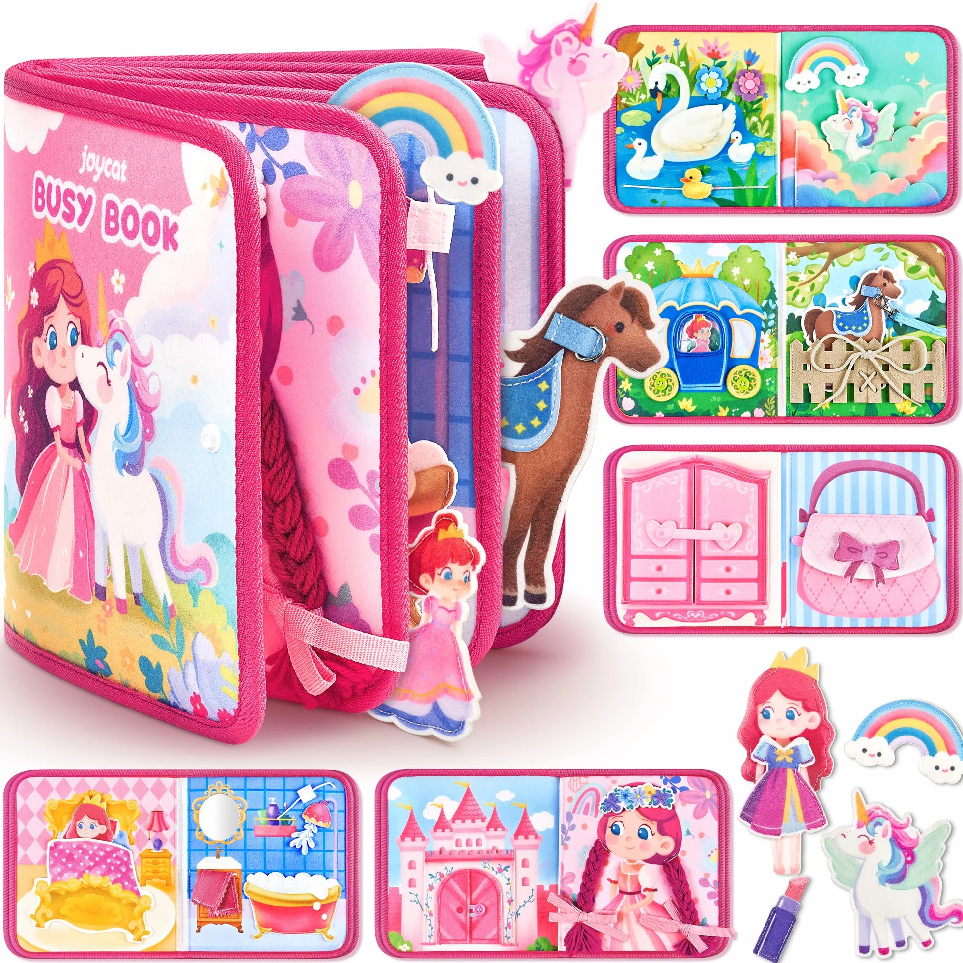 JoyCat Busy Board Montessori Giochi 1-4 Anni, Libro Interattivo Pannello Sensoriale Bambini, Quiet Book Regalo Compleanno