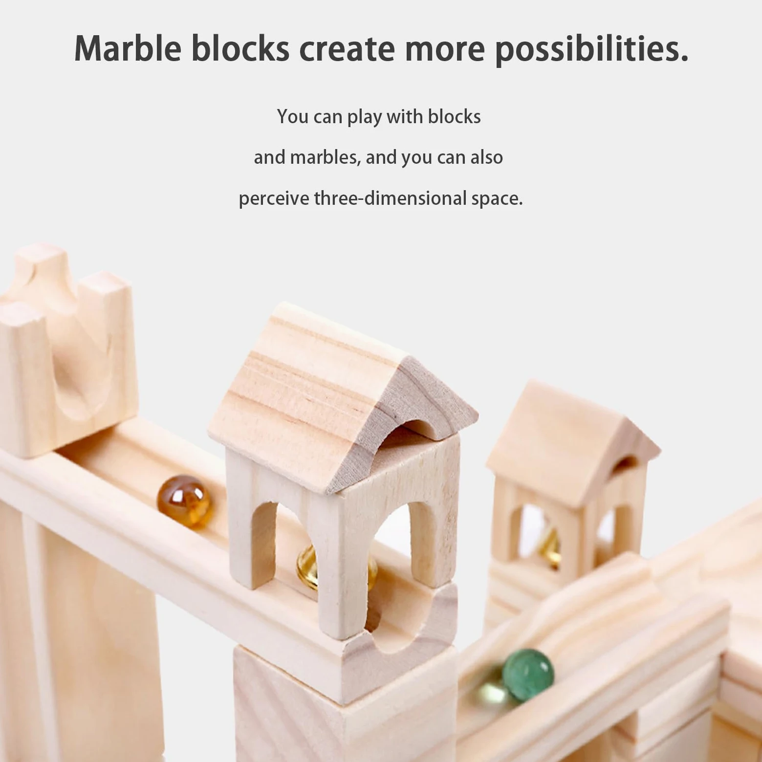 Pista Per Biglie In Legno Di Costruzioni Per STEM | da Costruzione in Legno con 60 Biglie Per Bambini Ragazzi Apprendimento STEM E Natale