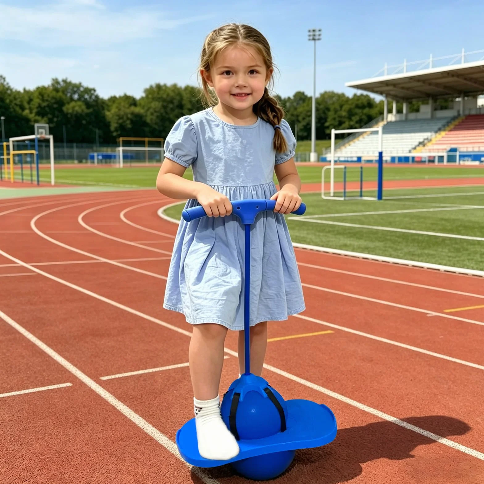 Pogo Ball for Adults, Balance Jumping Ball for Kids, Palla Rimbalzante con Maniglia Maniglie E Pompa (Blau)
