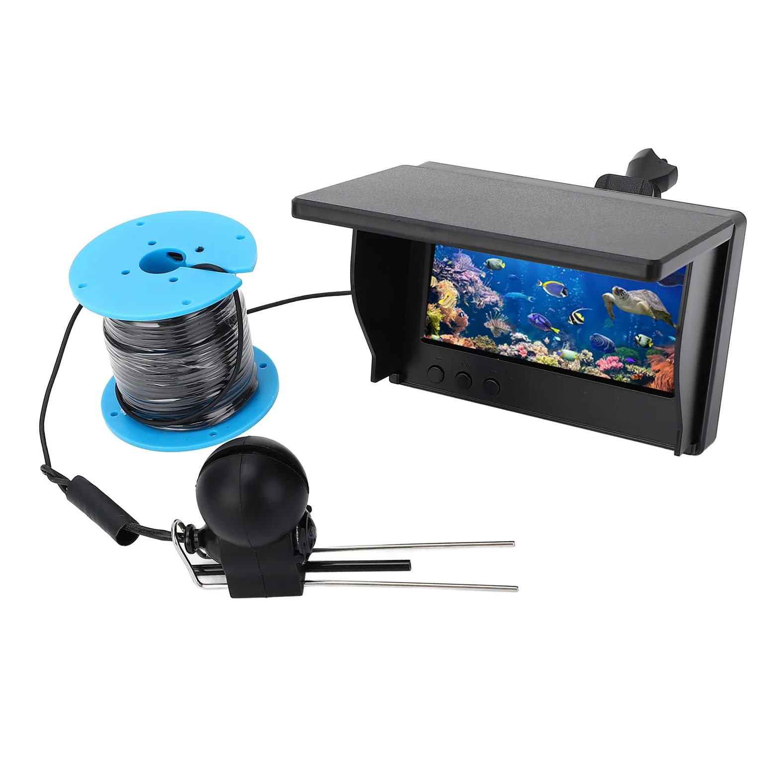 Yinhing Drone Subacqueo Drone Subacqueo con Telecamera per Pesca Subacquea C 1080P con Schermo da 4,3 Pollici e Cavo da 30 M Obiettivo Ultra Grandangolare Ideale per la Pesca Sul Ghiaccio e la in