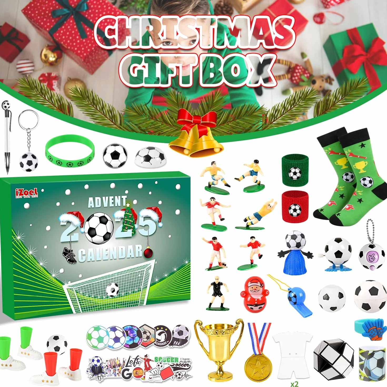 iZoeL Calendario Avvento Calcio Calendario Avvento 2025 Giocattolo per Bambini Idee Regalo Natale 2025 per 3 4 5 6 7 8 Anni Bambini Ado, Regali di Natale per Figlio Figlia Nipote Fratelli Sorelle